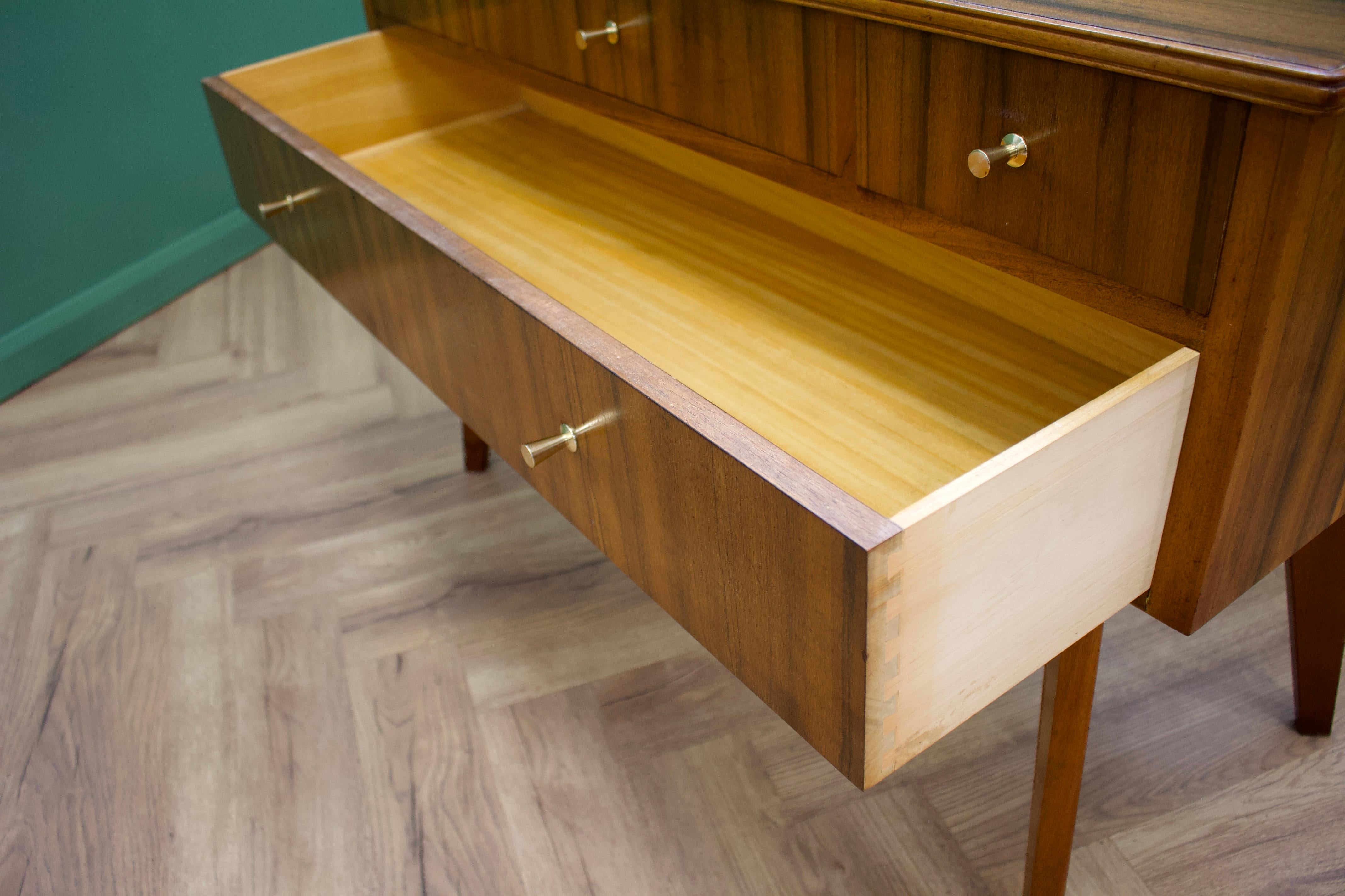 British Midcentury Walnut Compact Sideboard from Morris of Glasgow, 1950s For Sale