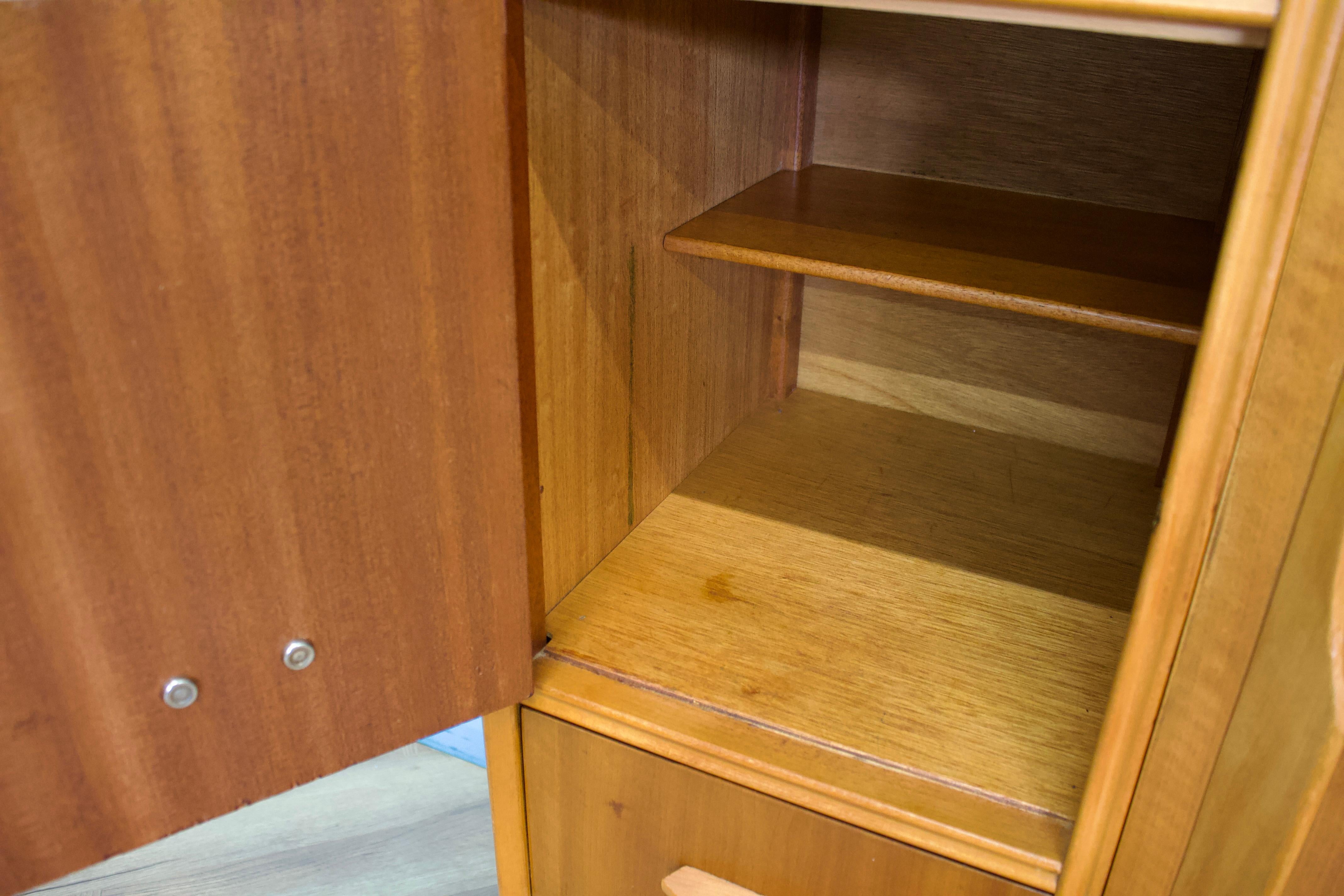 Teak Mid Century Walnut Compact Wardrobe, 1950s