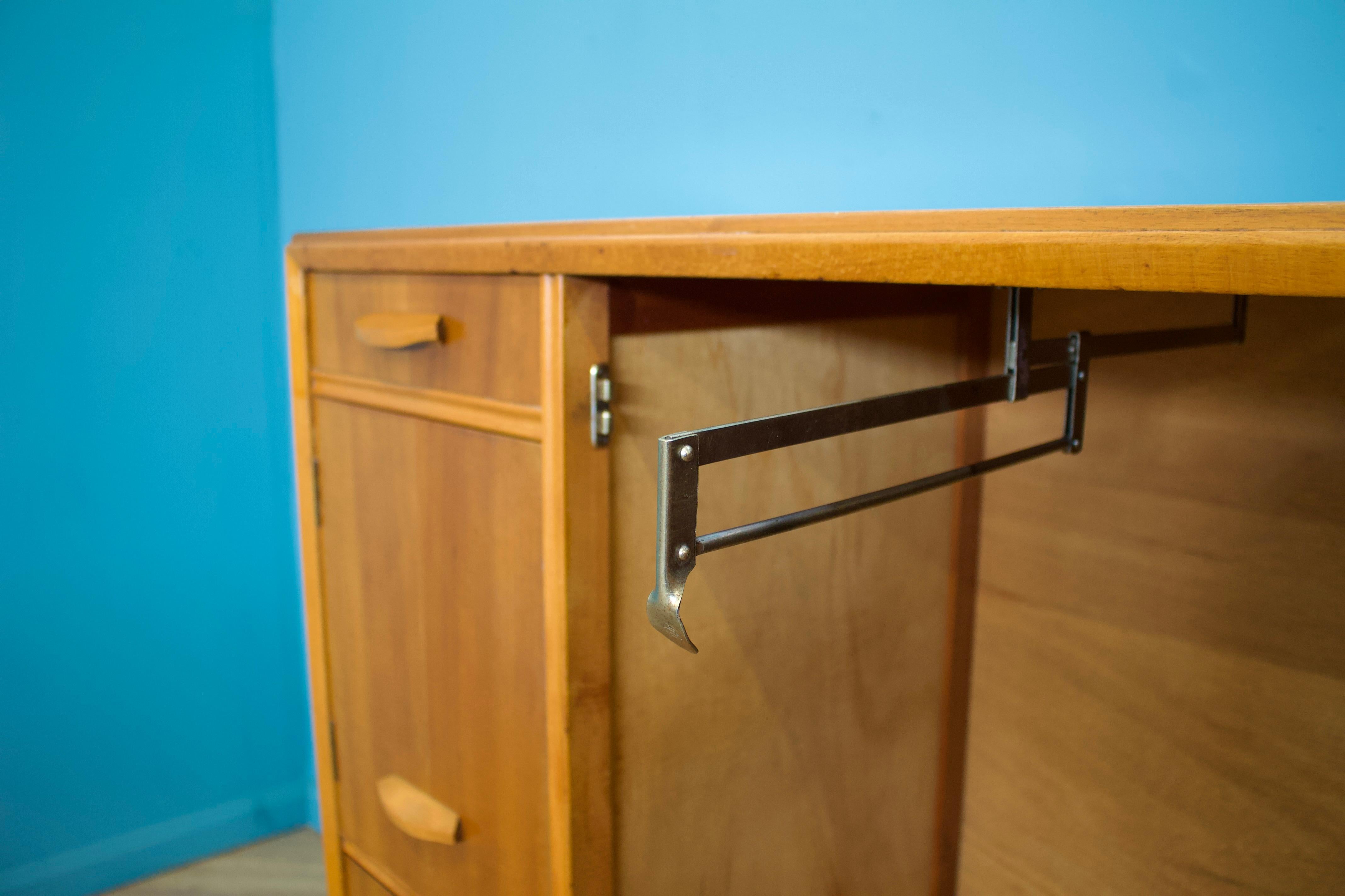 Mid Century Walnut Compact Wardrobe, 1950s 1