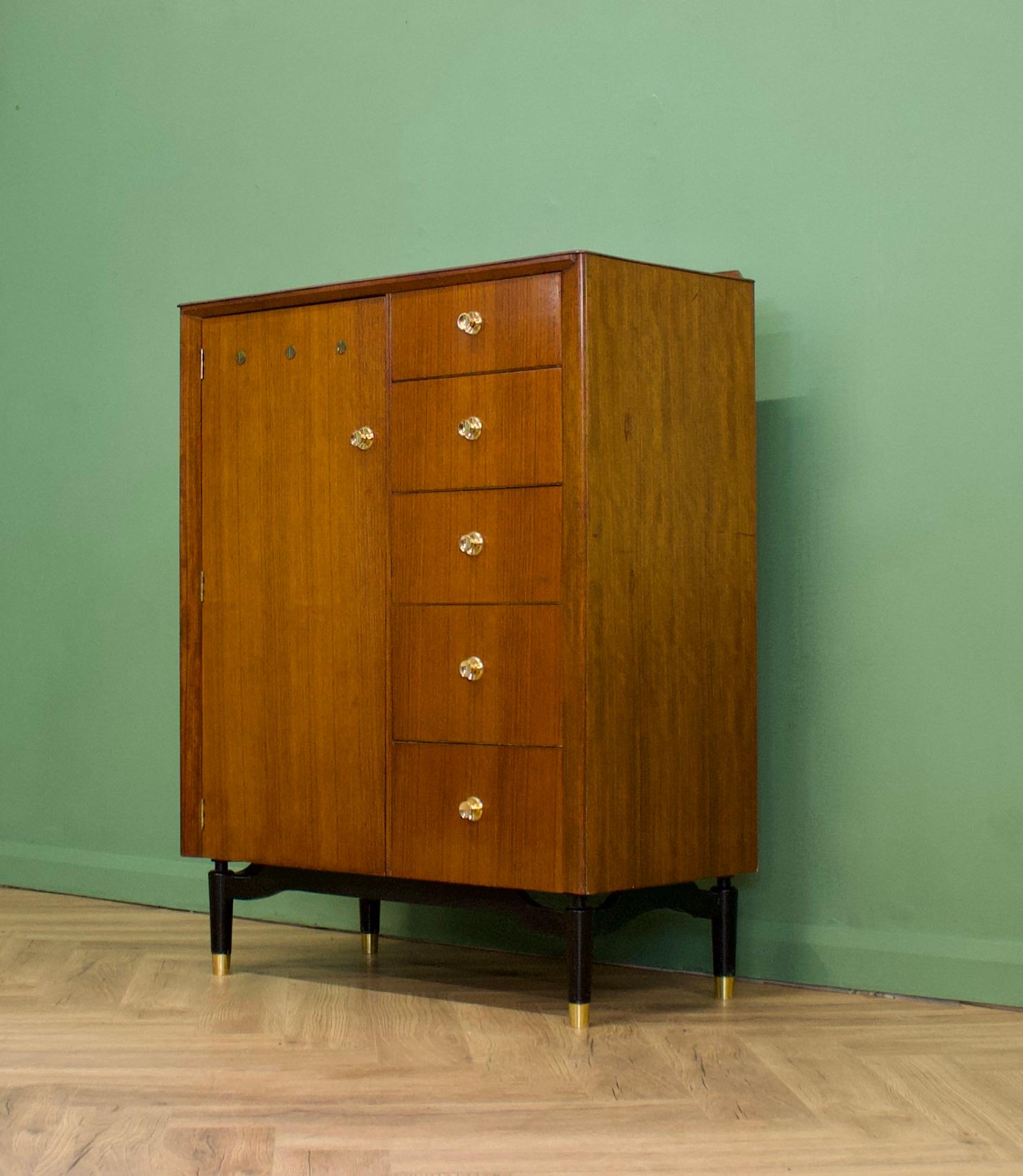 Art Deco Mid-Century Walnut Compactum Wardrobe Tallboy from CWS, 1950s