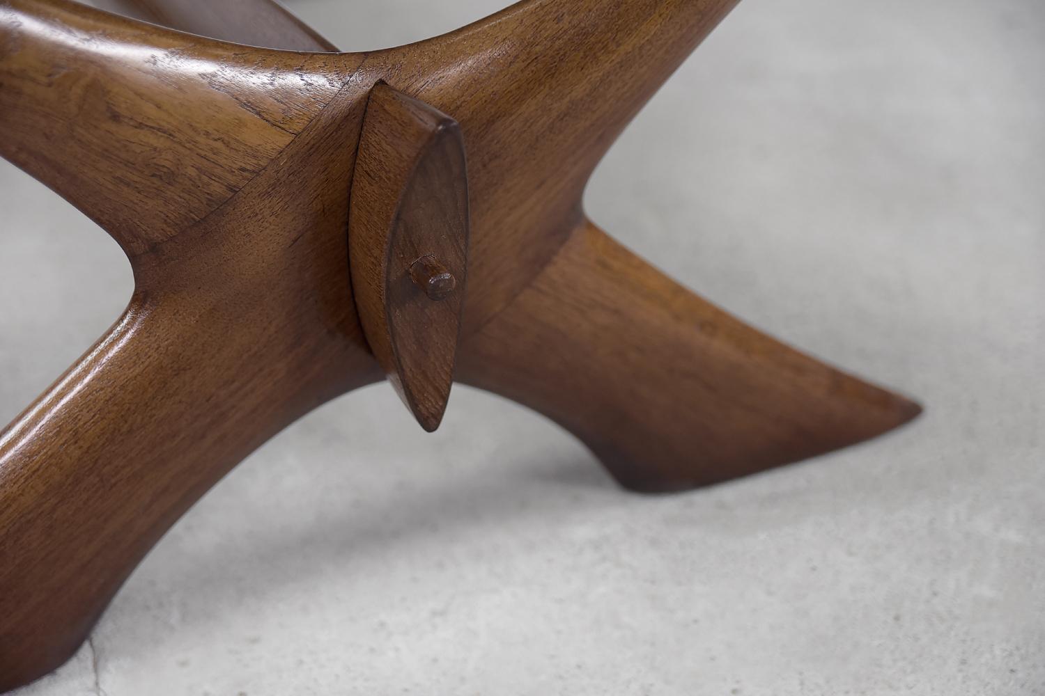 Vintage Mid-Century Modern Walnut Wood Condor Coffee Table from Örebro Glass For Sale 5