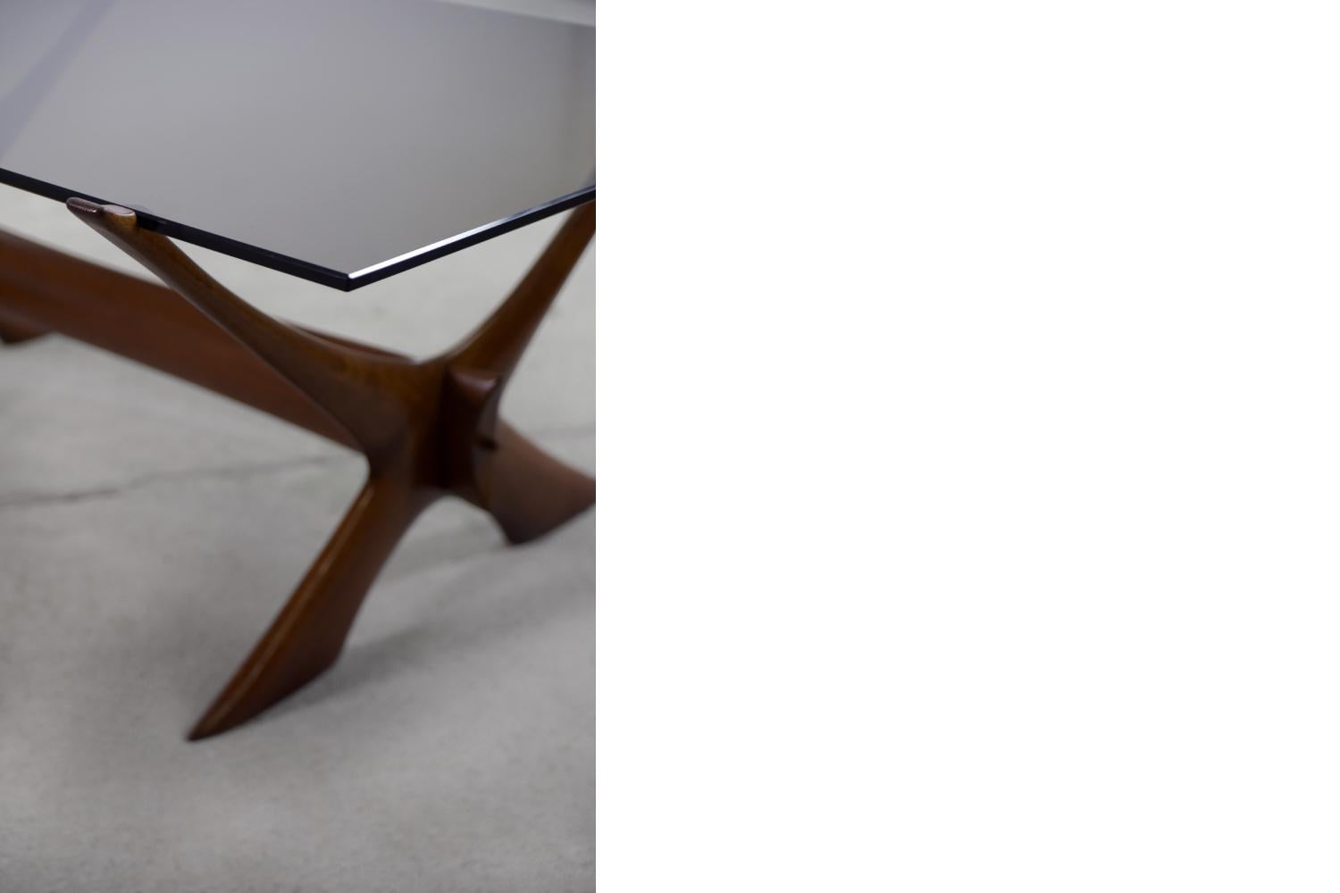 Vintage Mid-Century Modern Walnut Wood Condor Coffee Table from Örebro Glass In Good Condition For Sale In Warszawa, Mazowieckie