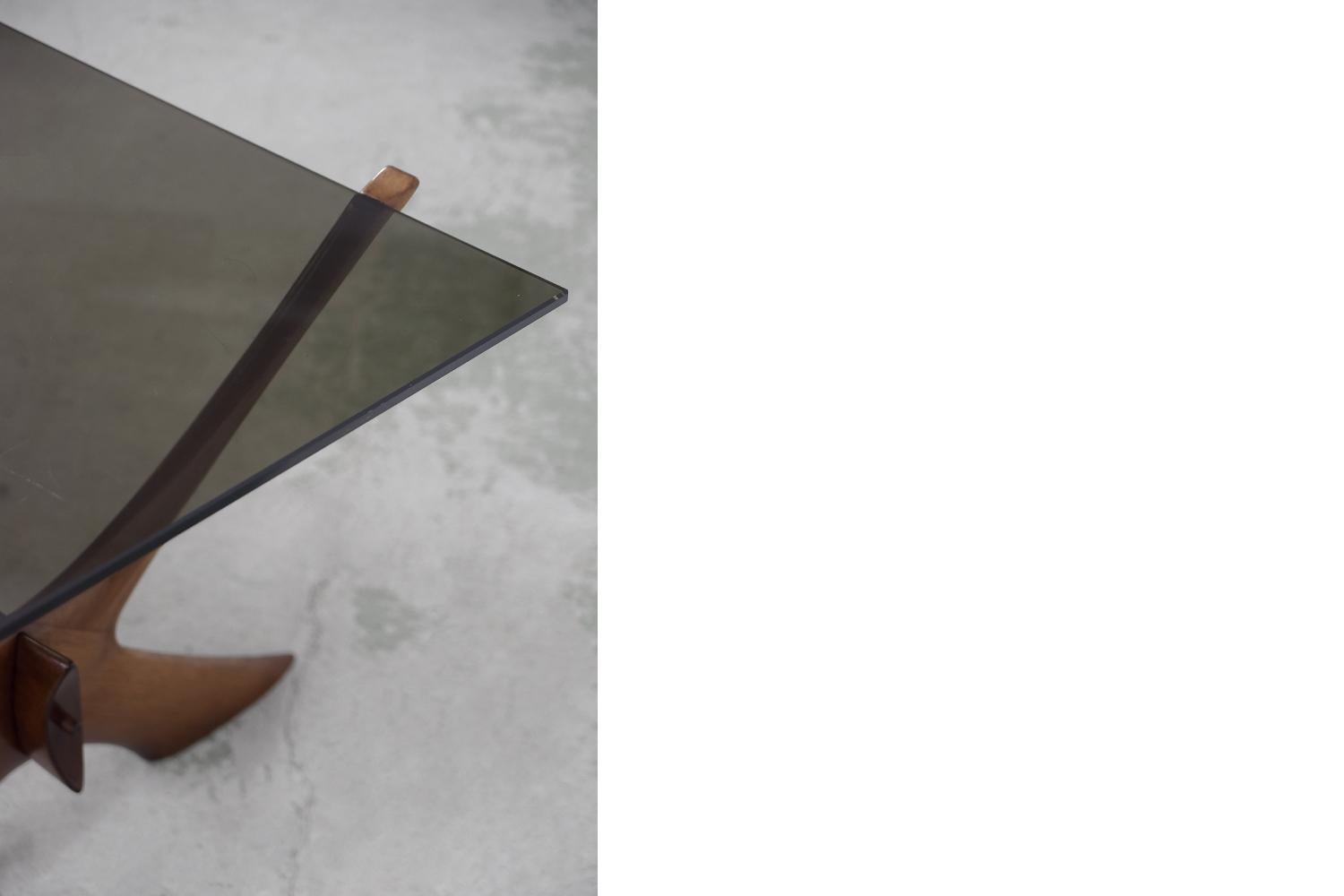 Vintage Mid-Century Modern Walnut Wood Condor Coffee Table from Örebro Glass For Sale 2