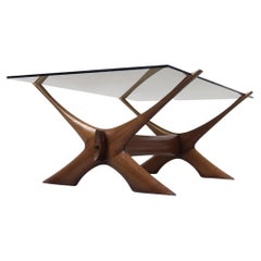 Vintage Mid-Century Modern Walnut Wood Condor Coffee Table from Örebro Glass