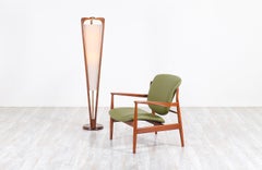 Midcentury Walnut "Cone" Style Floor Lamp