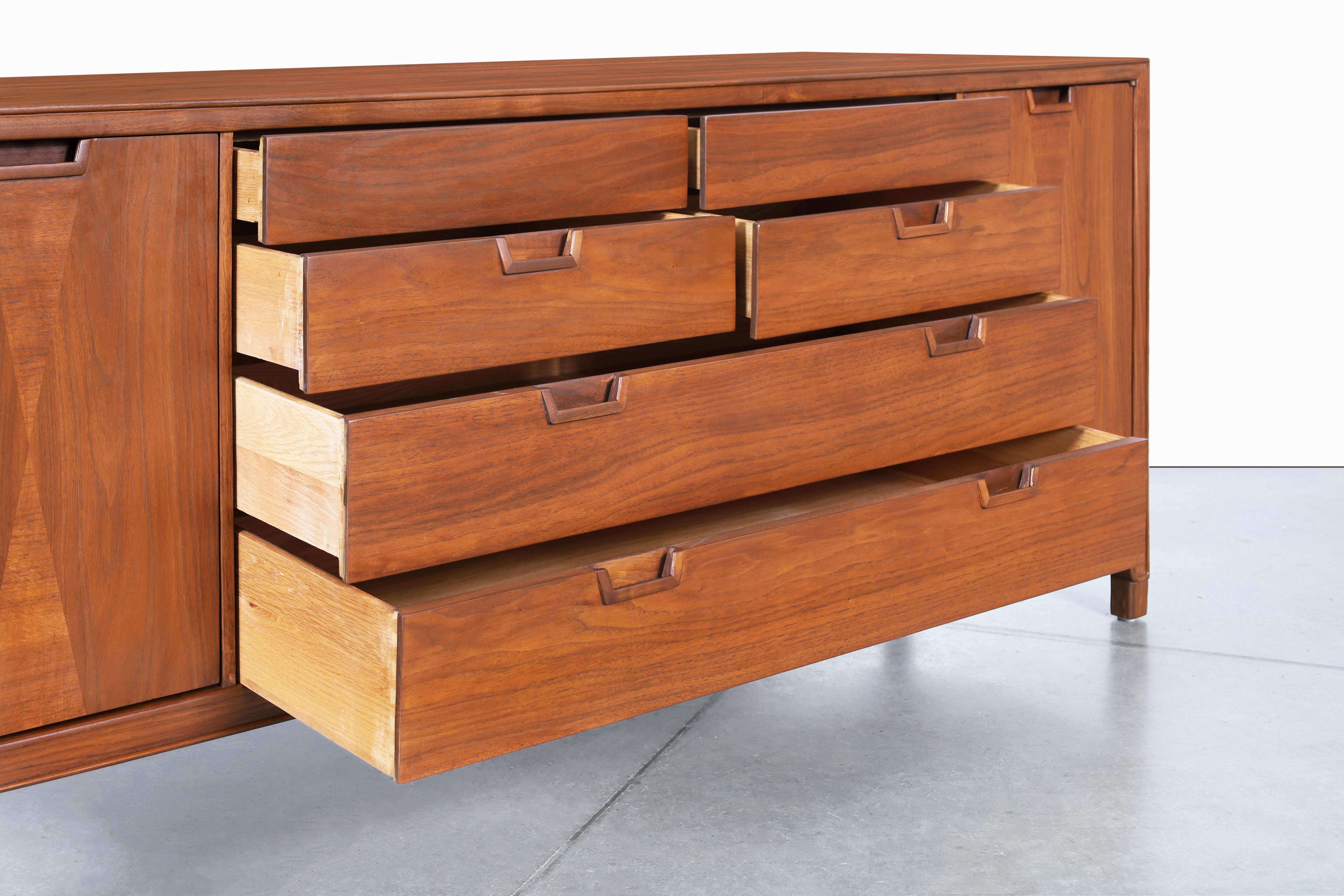 Mid-Century Walnut Credenza by John Stuart Inc. In Excellent Condition In North Hollywood, CA