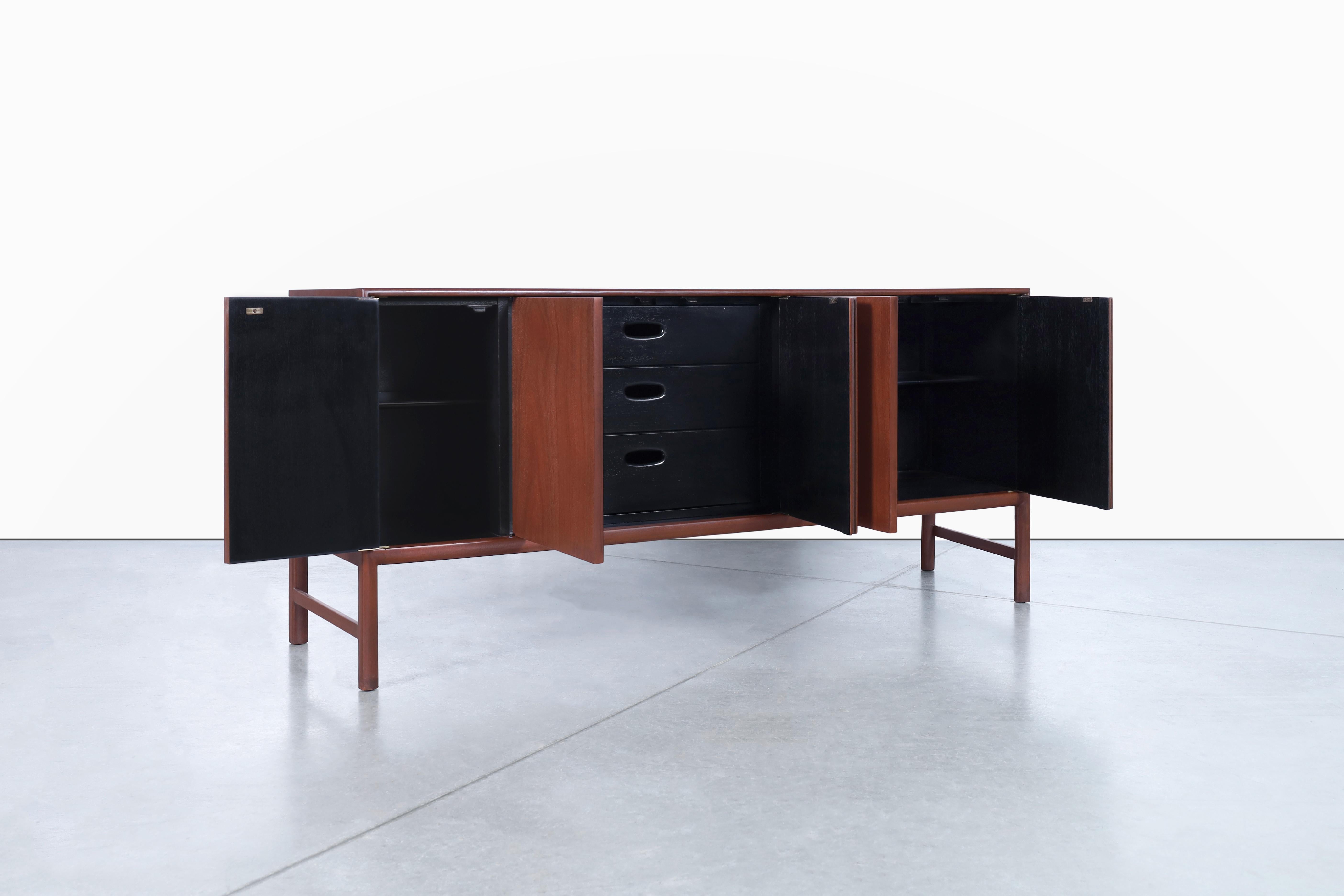 American Mid-Century Walnut Credenza by Raymond Sobota for Mount Airy For Sale
