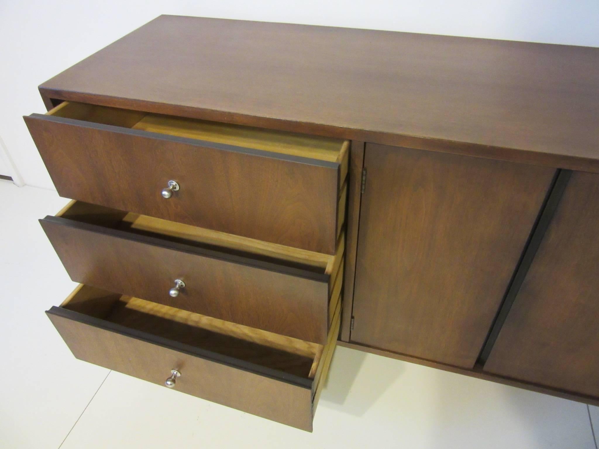 Mid-Century Modern Midcentury Walnut Credenza in the Style of George Nelson