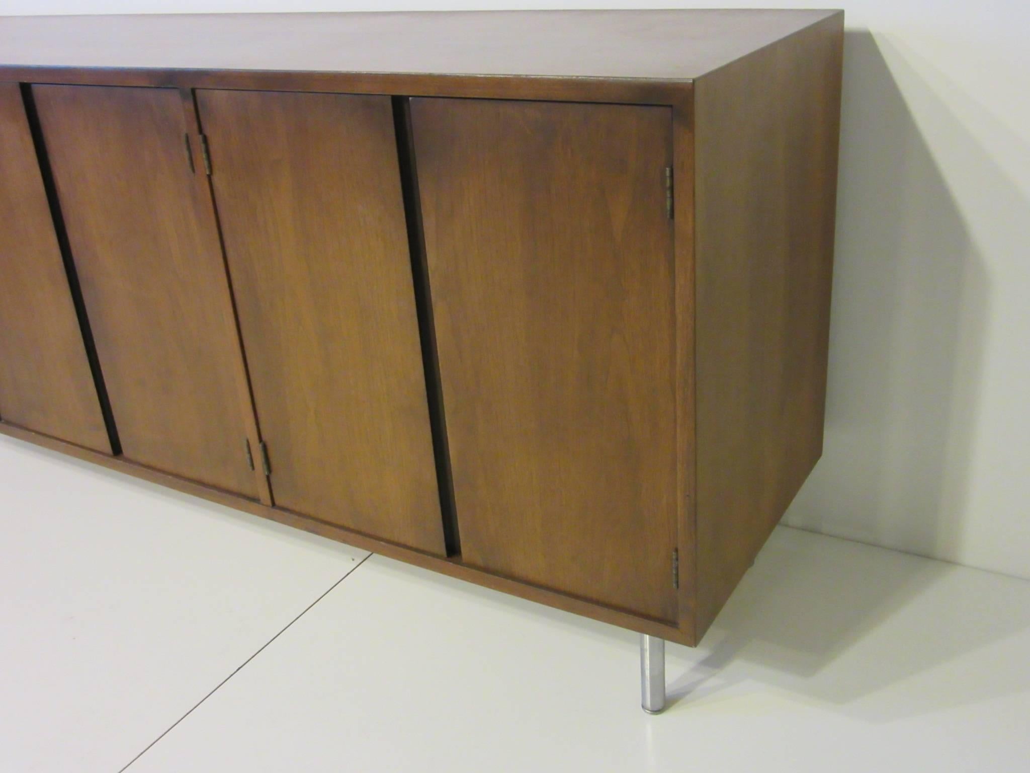 Midcentury Walnut Credenza in the Style of George Nelson 1