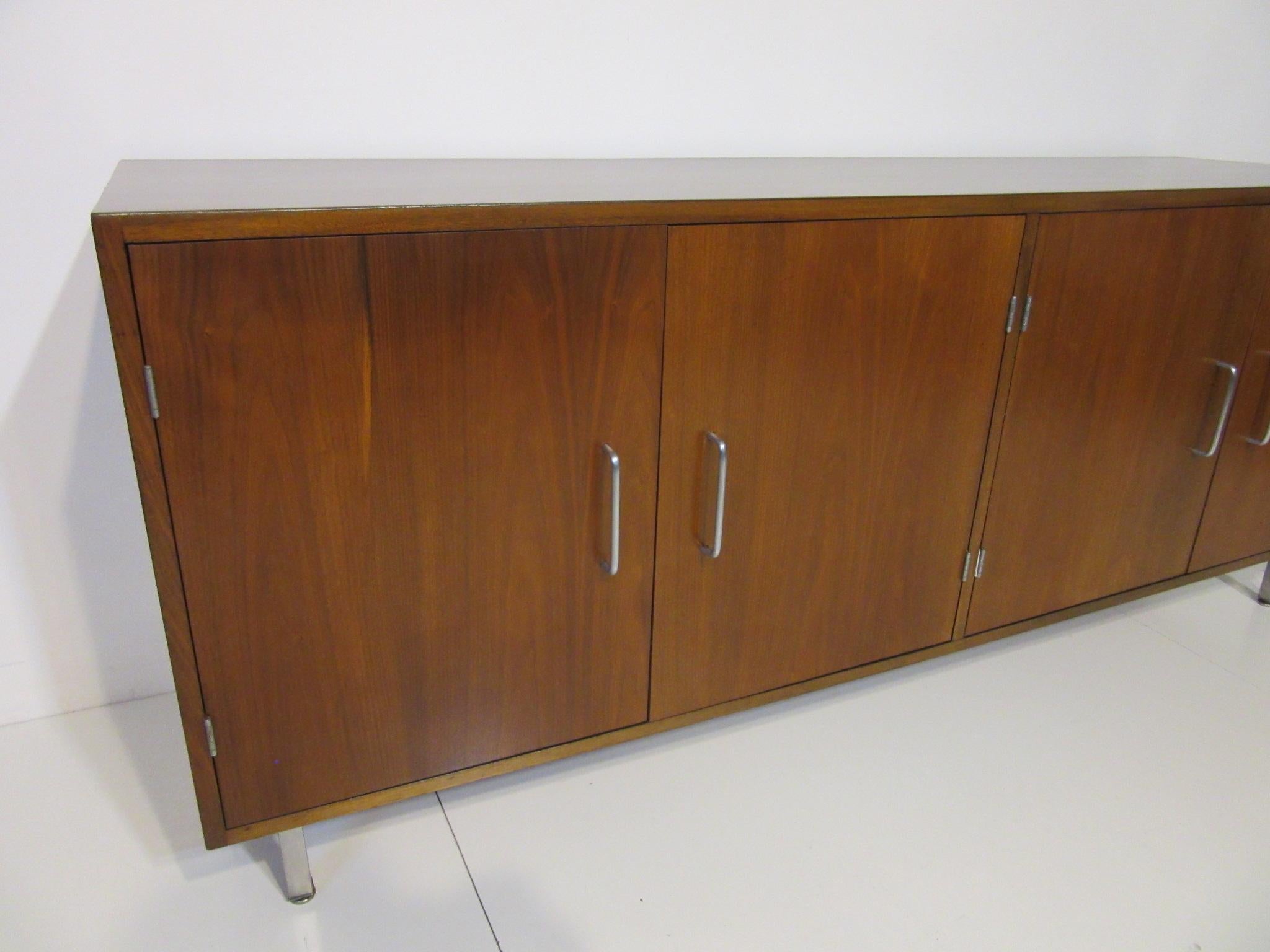 American Midcentury Walnut Credenza in the Style of Jens Risom