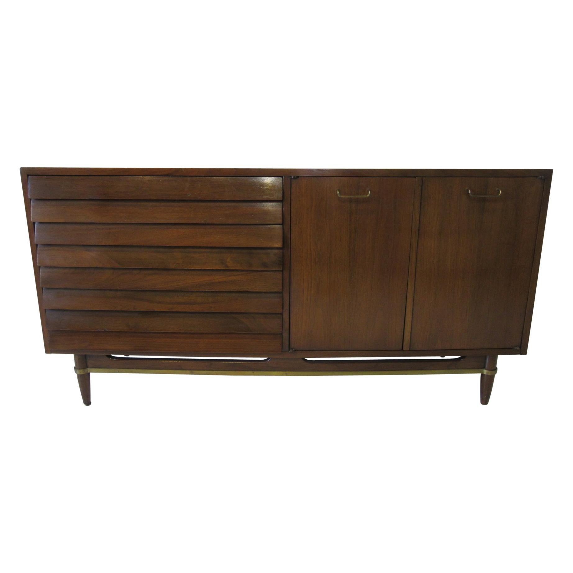 Midcentury Walnut Credenza / Sideboard by American of Martinsville