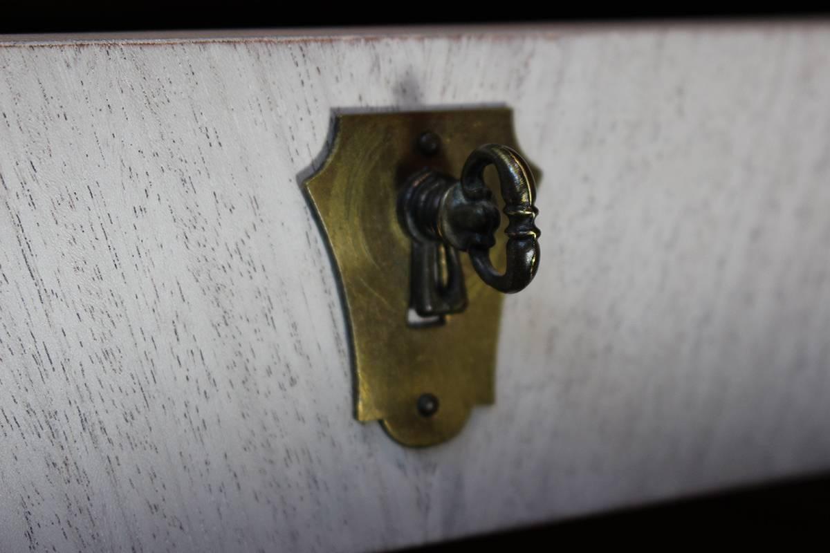 Midcentury Walnut Credenza Sideboard with Bleached Doors and Brass Pulls For Sale 4