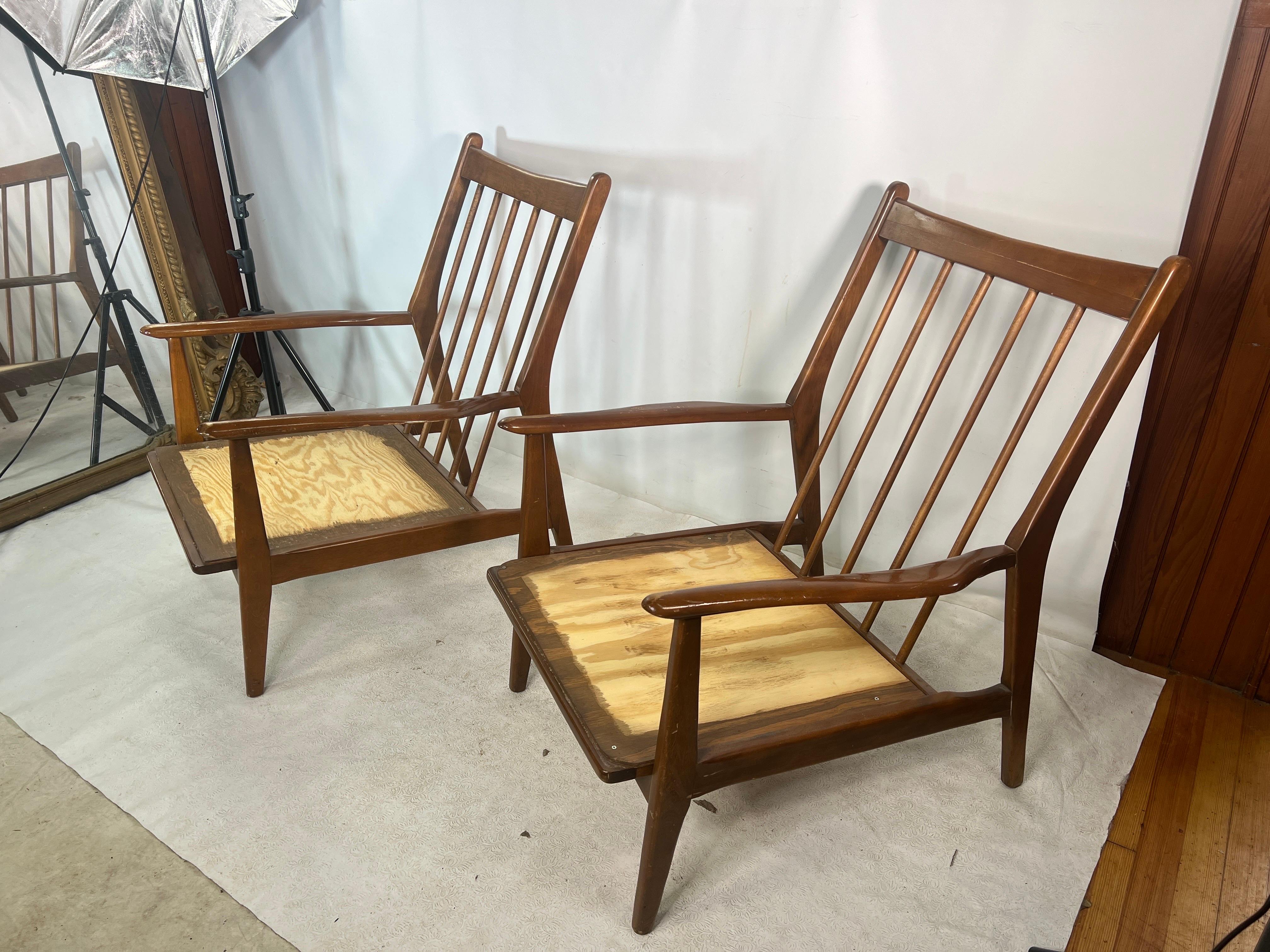 Mid-Century Modern Midcentury Walnut Danish Style Lounge Chairs, a Pair For Sale