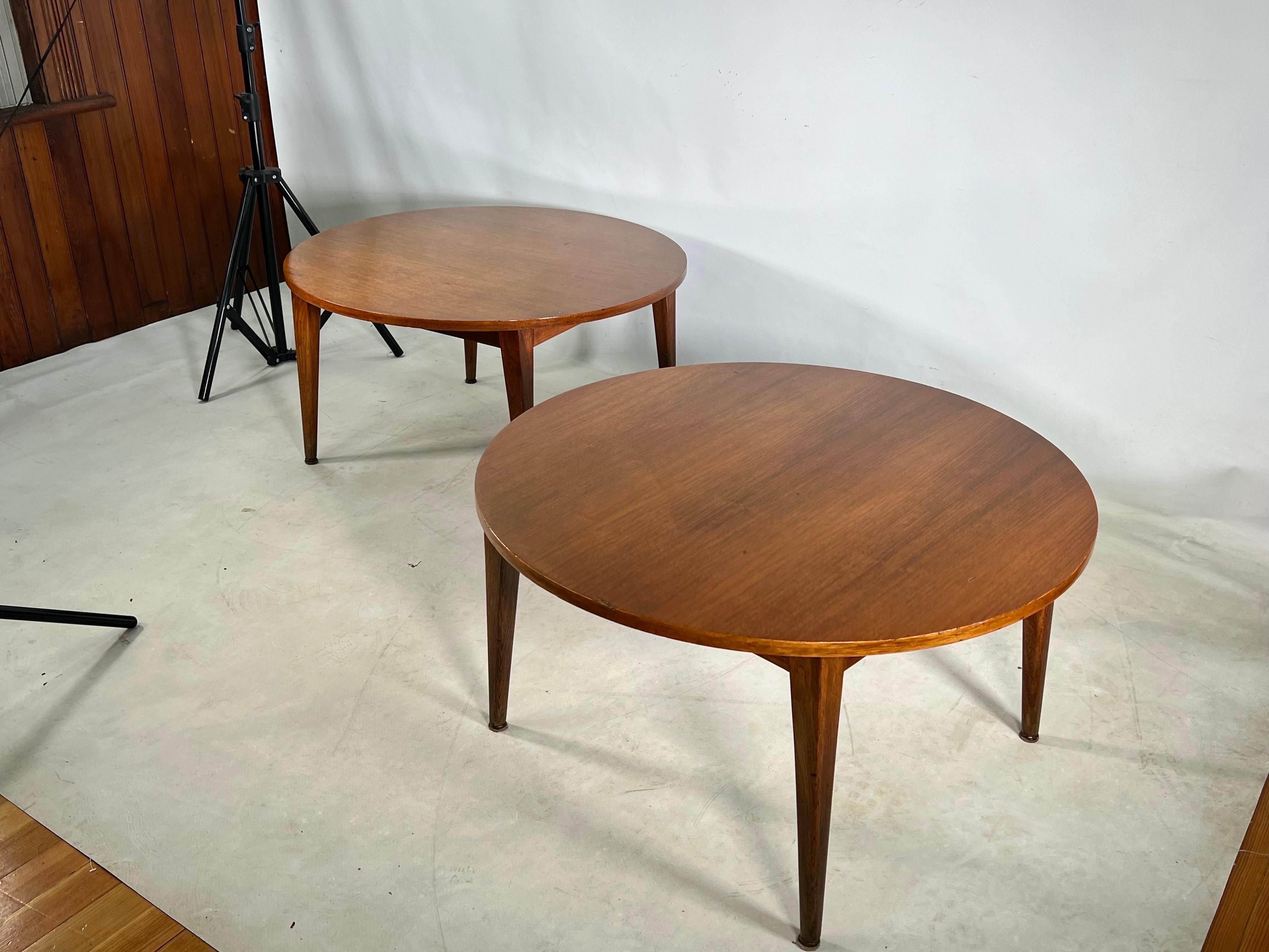 Mid-Century Walnut Danish Style Round Coffee Table For Sale 2