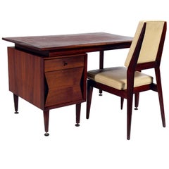 Midcentury Walnut Desk and Chair by Marc Berge for Grosfeld House