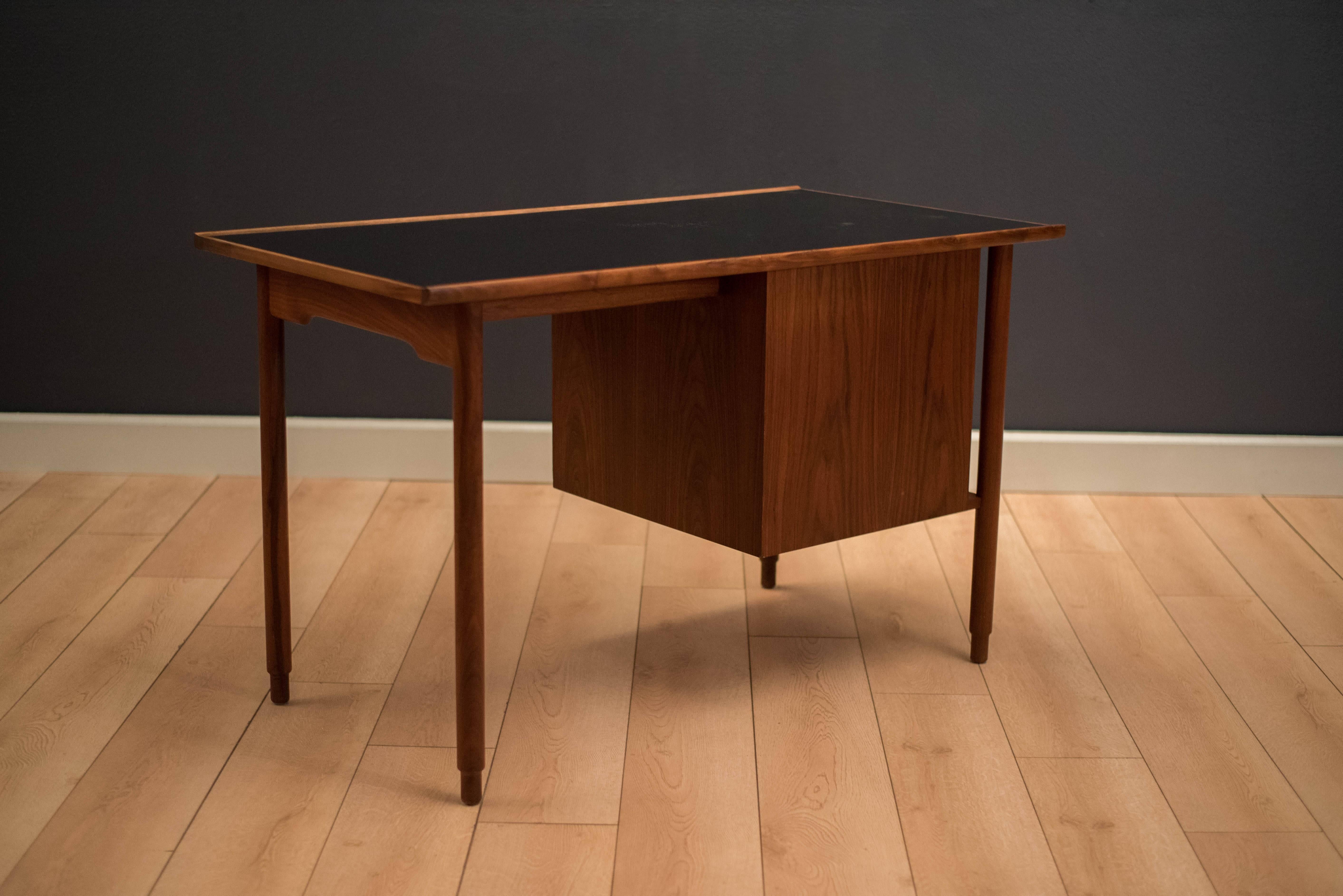 Metal Mid Century Walnut Desk by Charles Pechanec