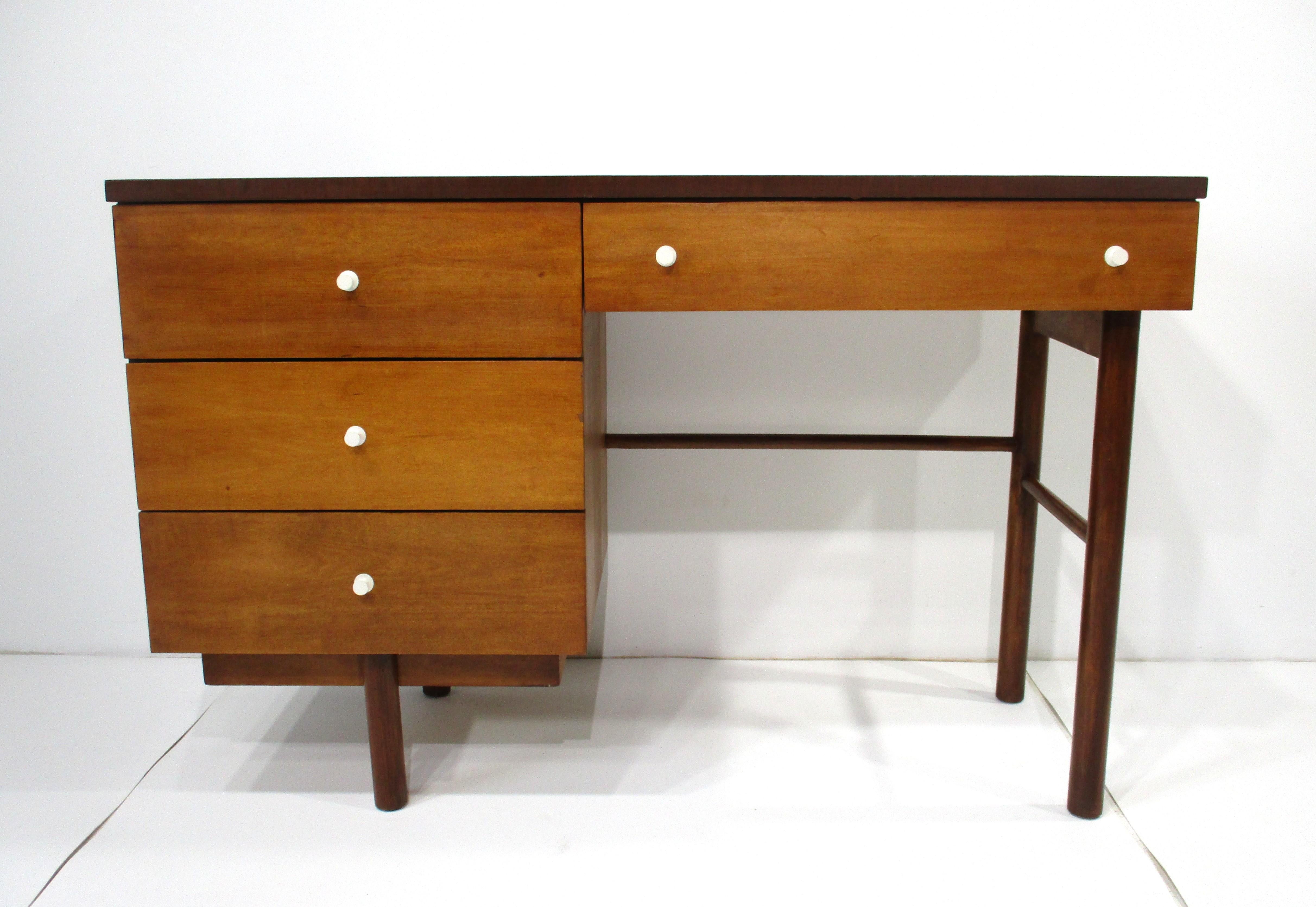 George Nelson styled Mid Century Walnut Desk by Stanley For Sale 5