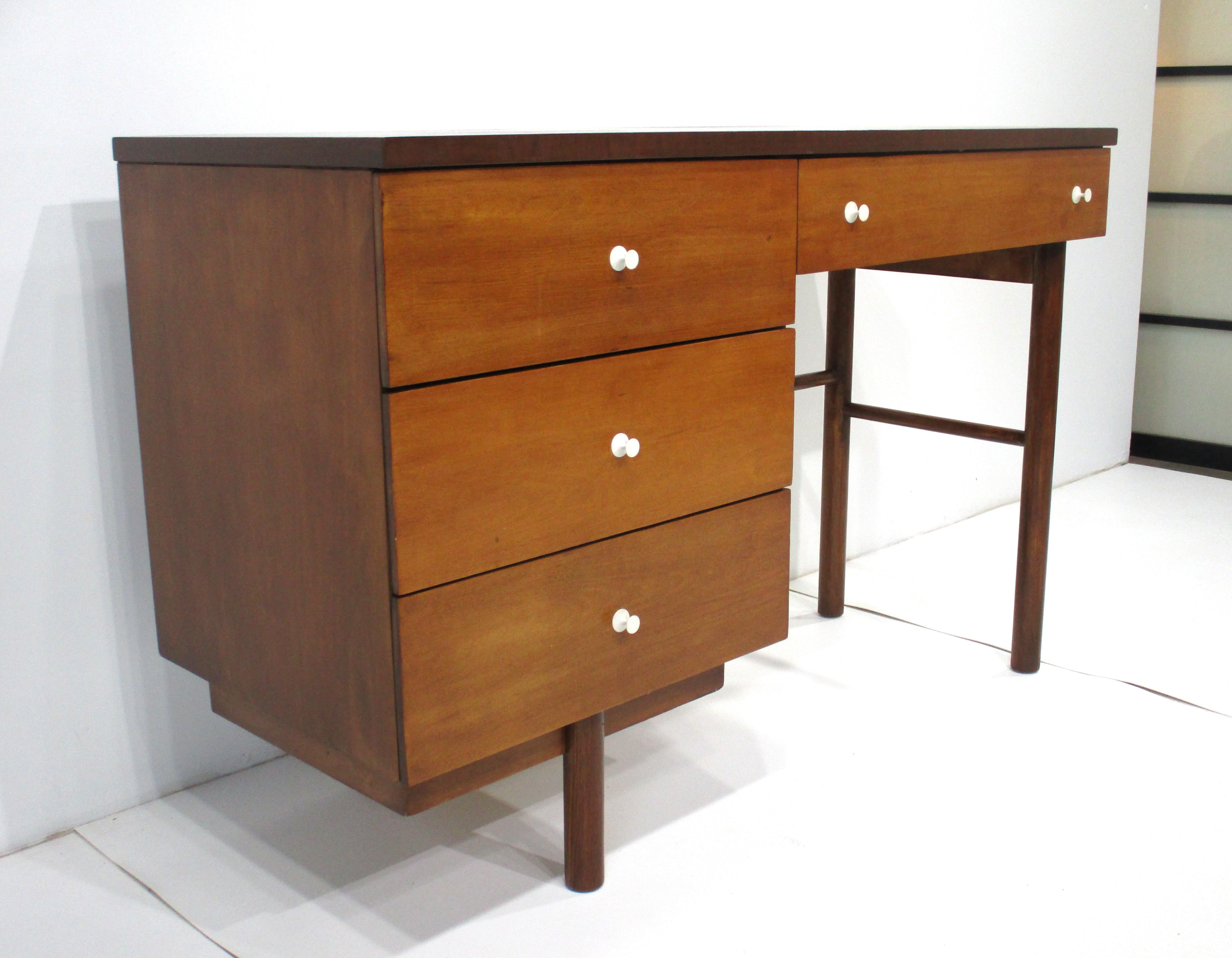Mid-Century Modern George Nelson styled Mid Century Walnut Desk by Stanley For Sale