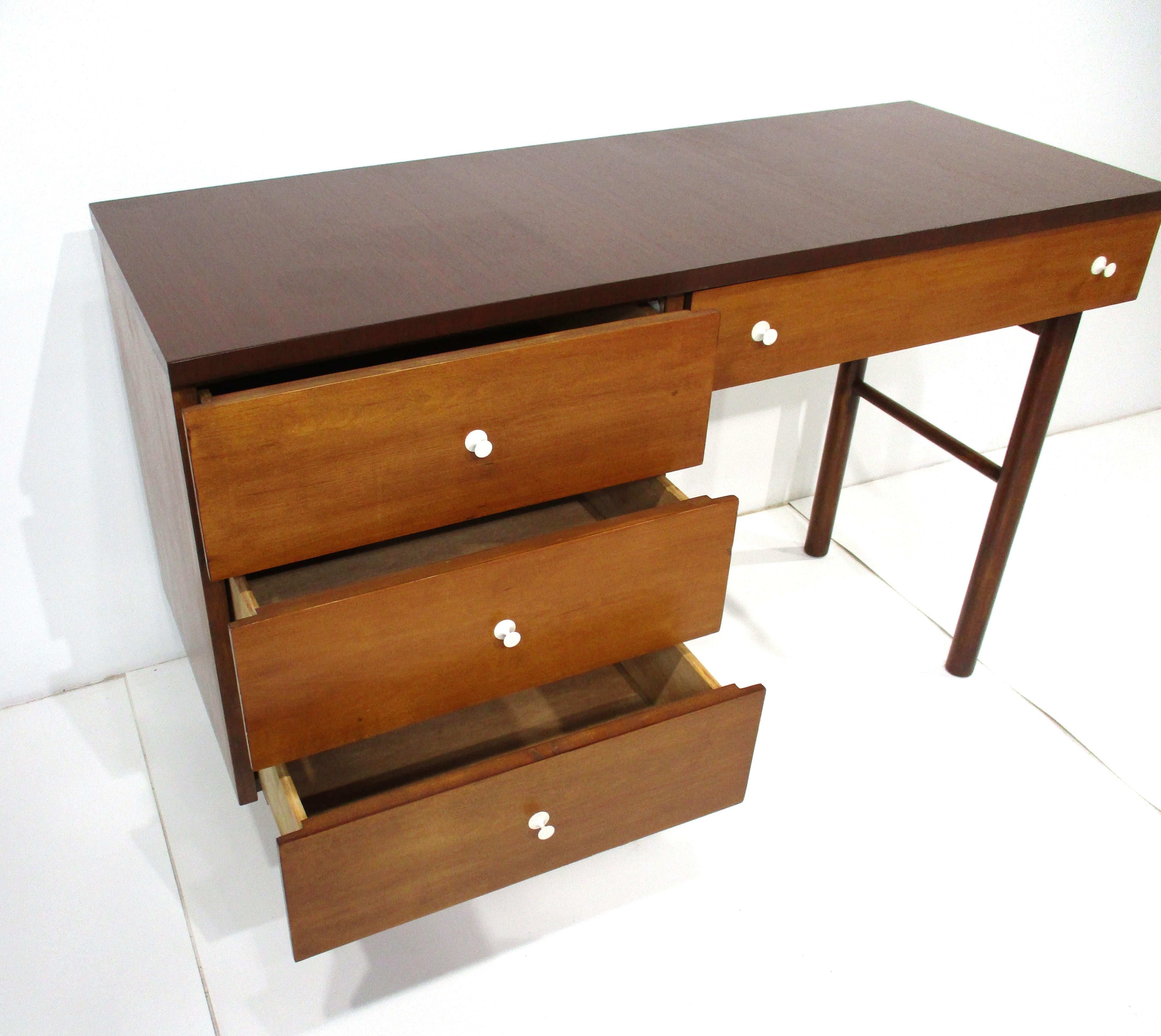 American George Nelson styled Mid Century Walnut Desk by Stanley For Sale