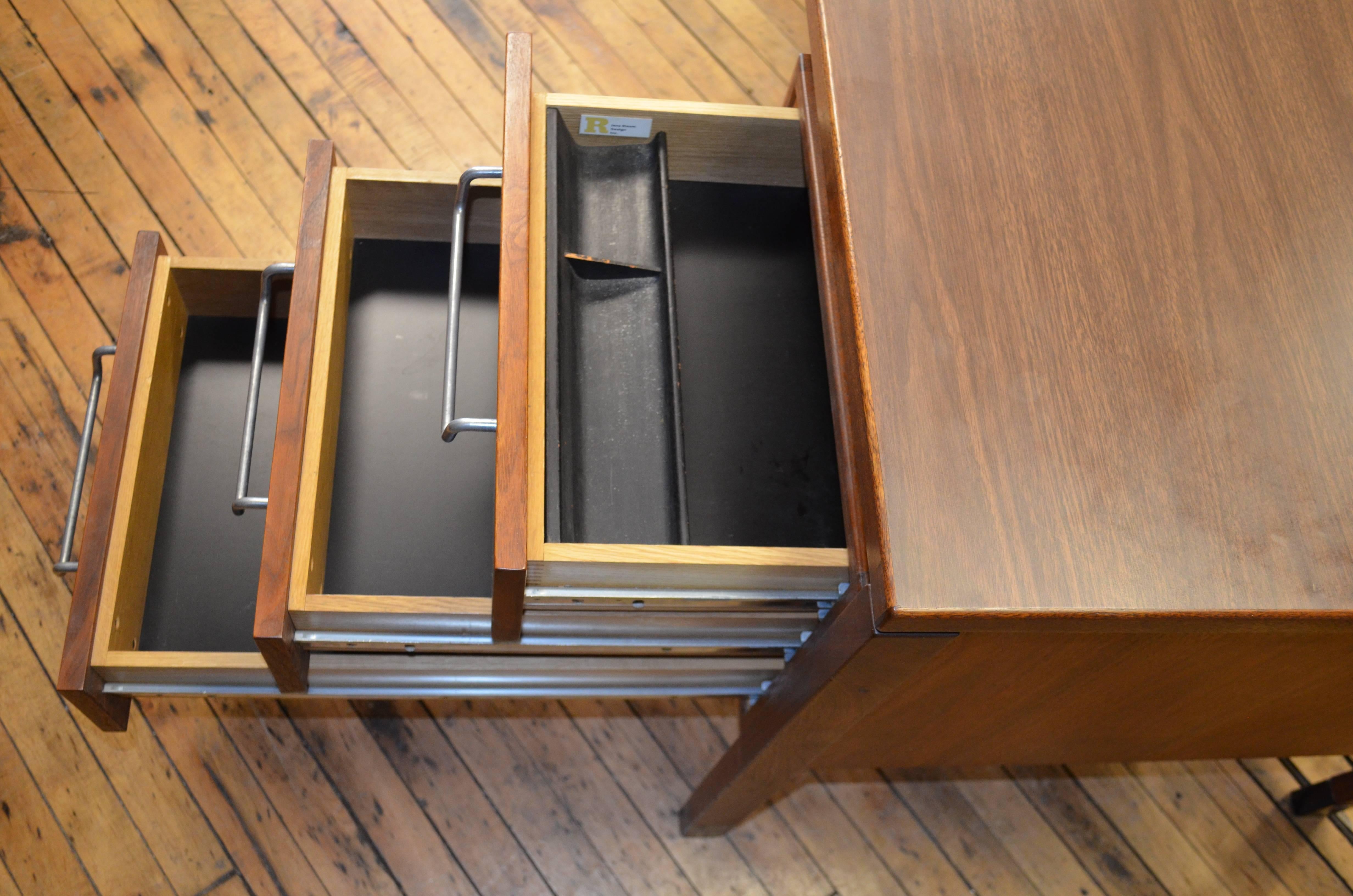 20th Century Midcentury Walnut Desk with Formica Top Designed by Jens Risom