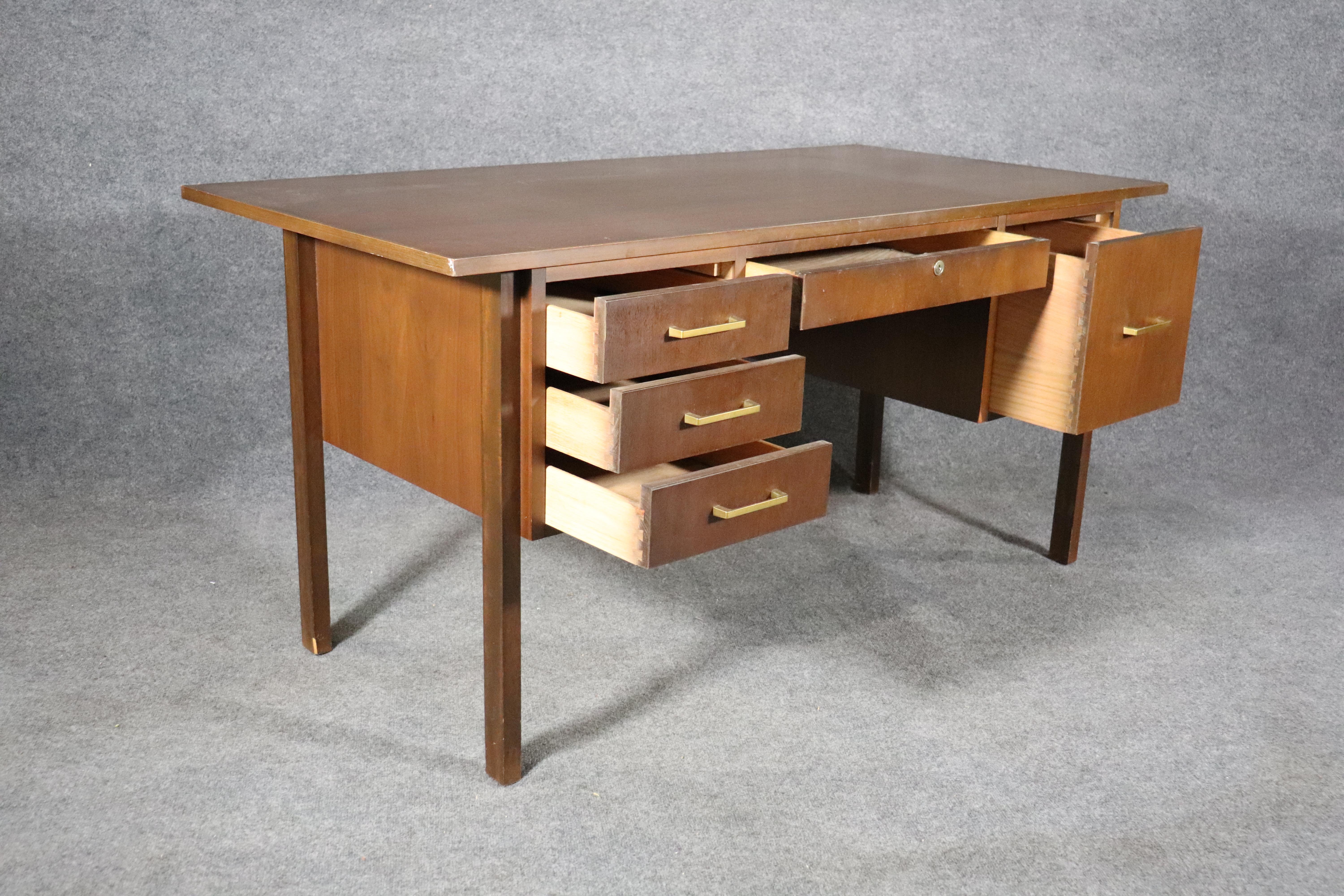 walnut desk mid century