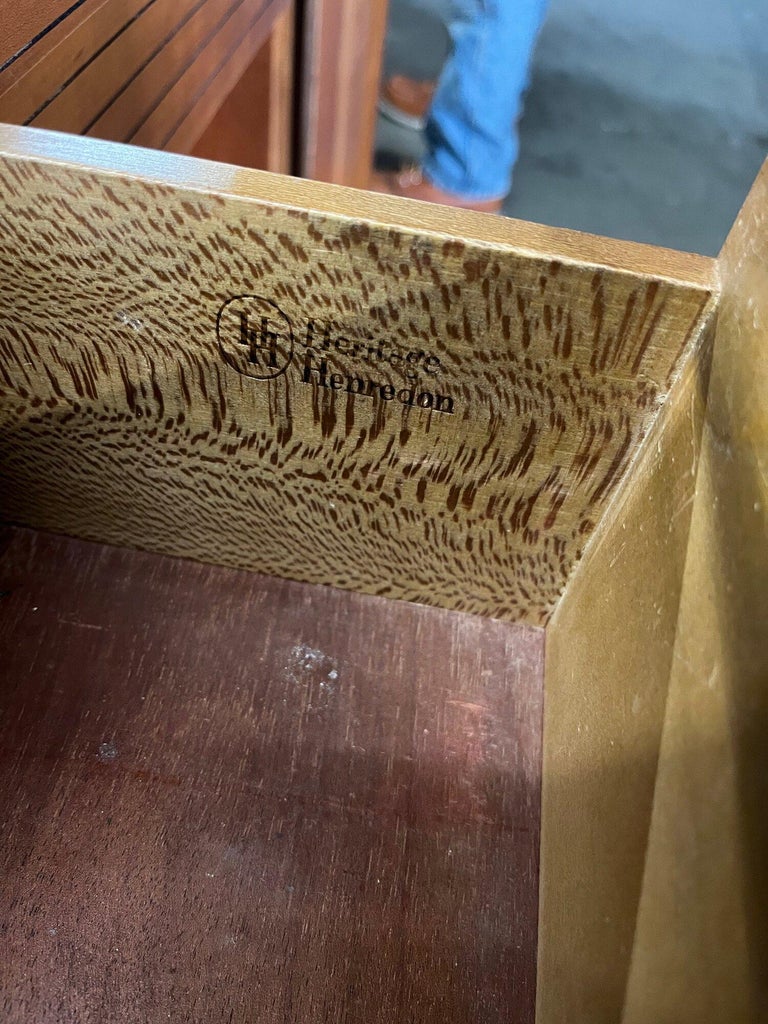 Mid Century Walnut Desk with Exposed Joinery by Henredon Heritage For Sale at 1stDibs