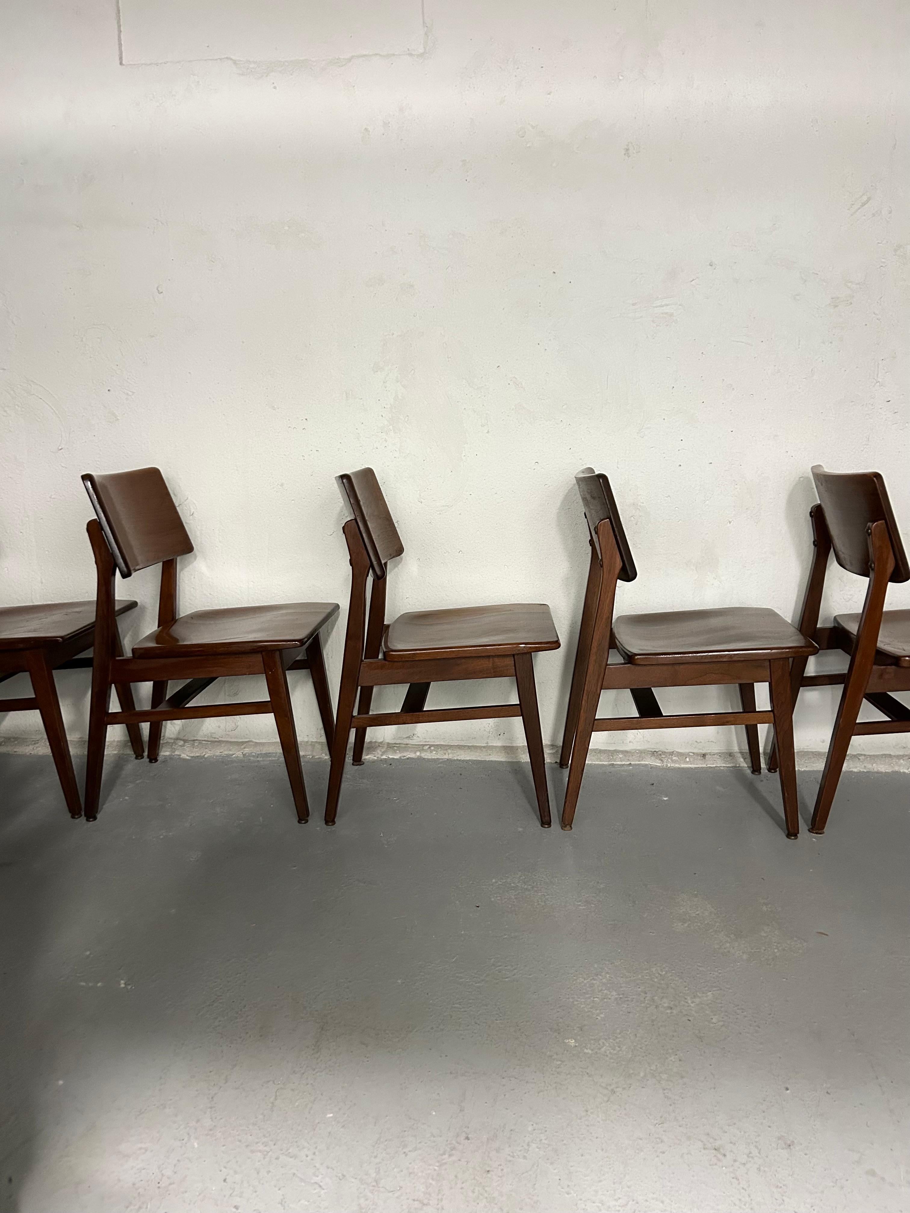 Mid-20th Century Mid Century Walnut Dining Chairs by BL Marble Co