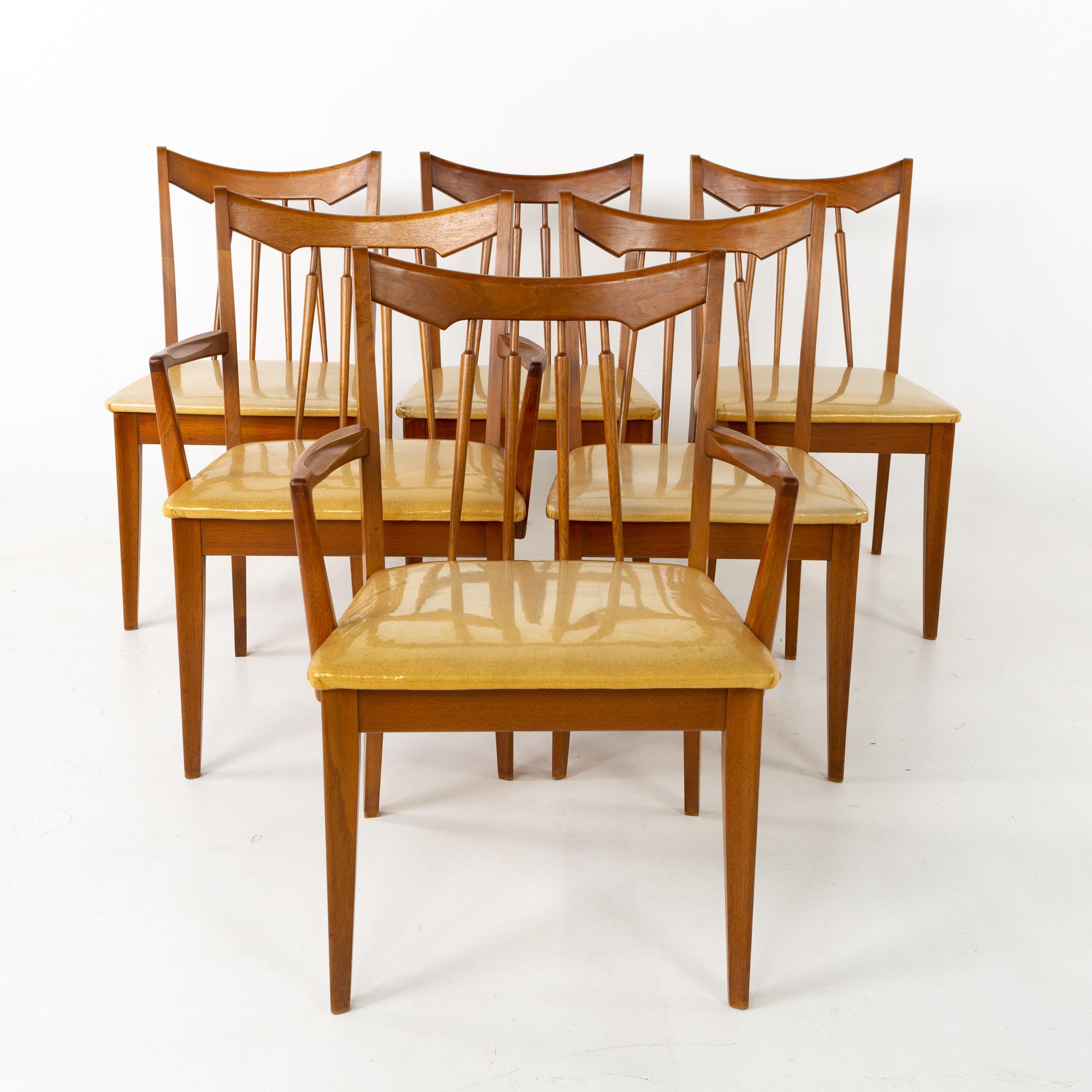 Mid-Century Modern Mid Century Walnut Dining Chairs - Set of 6 For Sale