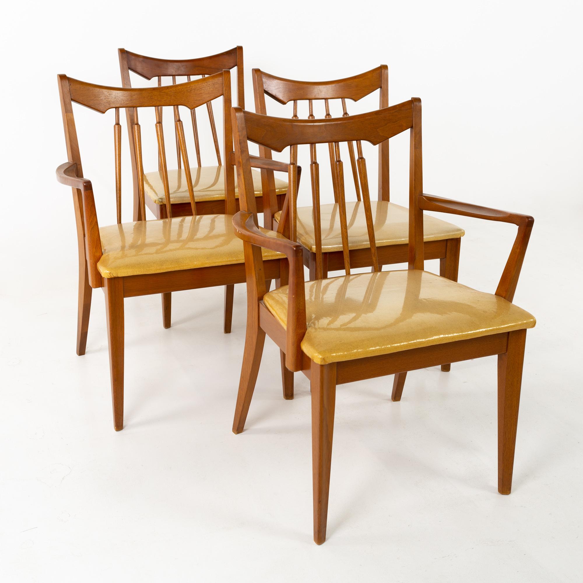 American Mid Century Walnut Dining Chairs - Set of 6 For Sale