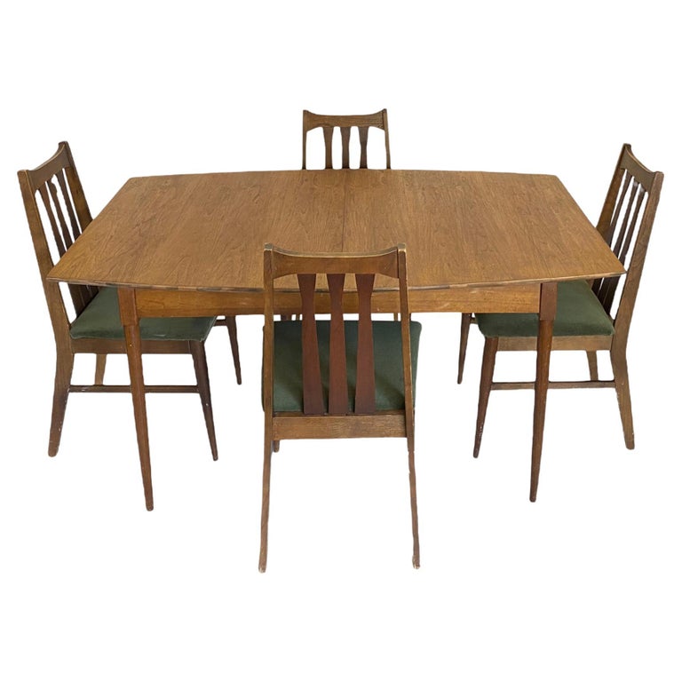 Mid Century Walnut Dining Table and Chairs Set For Sale at 1stDibs