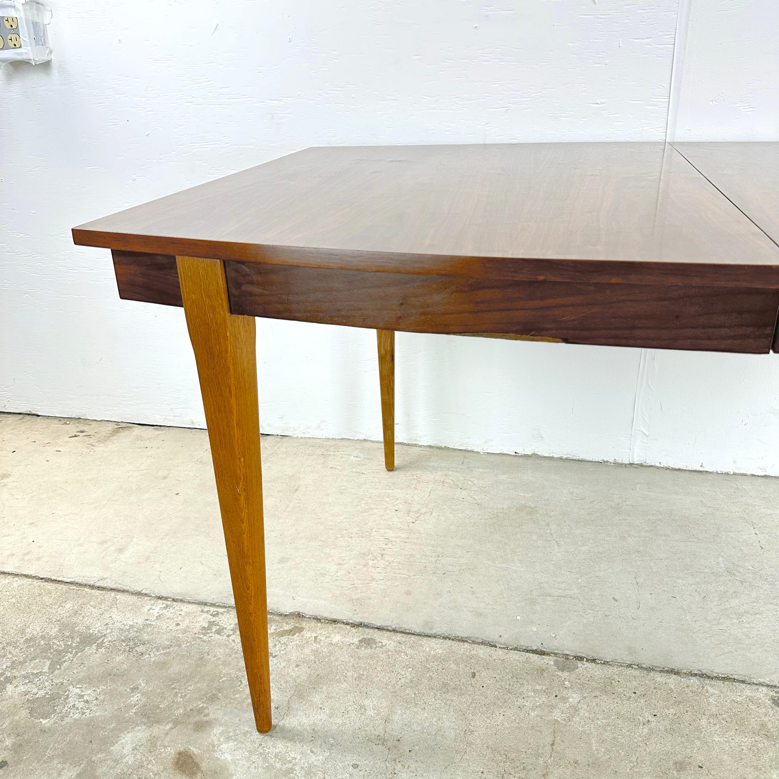 Mid-Century Walnut Dining Table with Leaf In Fair Condition In Trenton, NJ