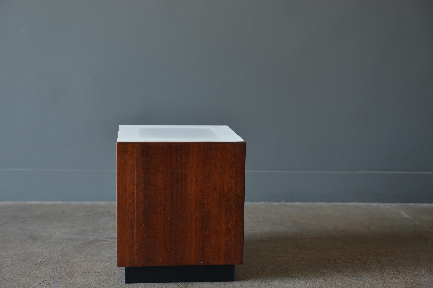Laminate Midcentury Walnut Display Cubes or Side Tables, circa 1970