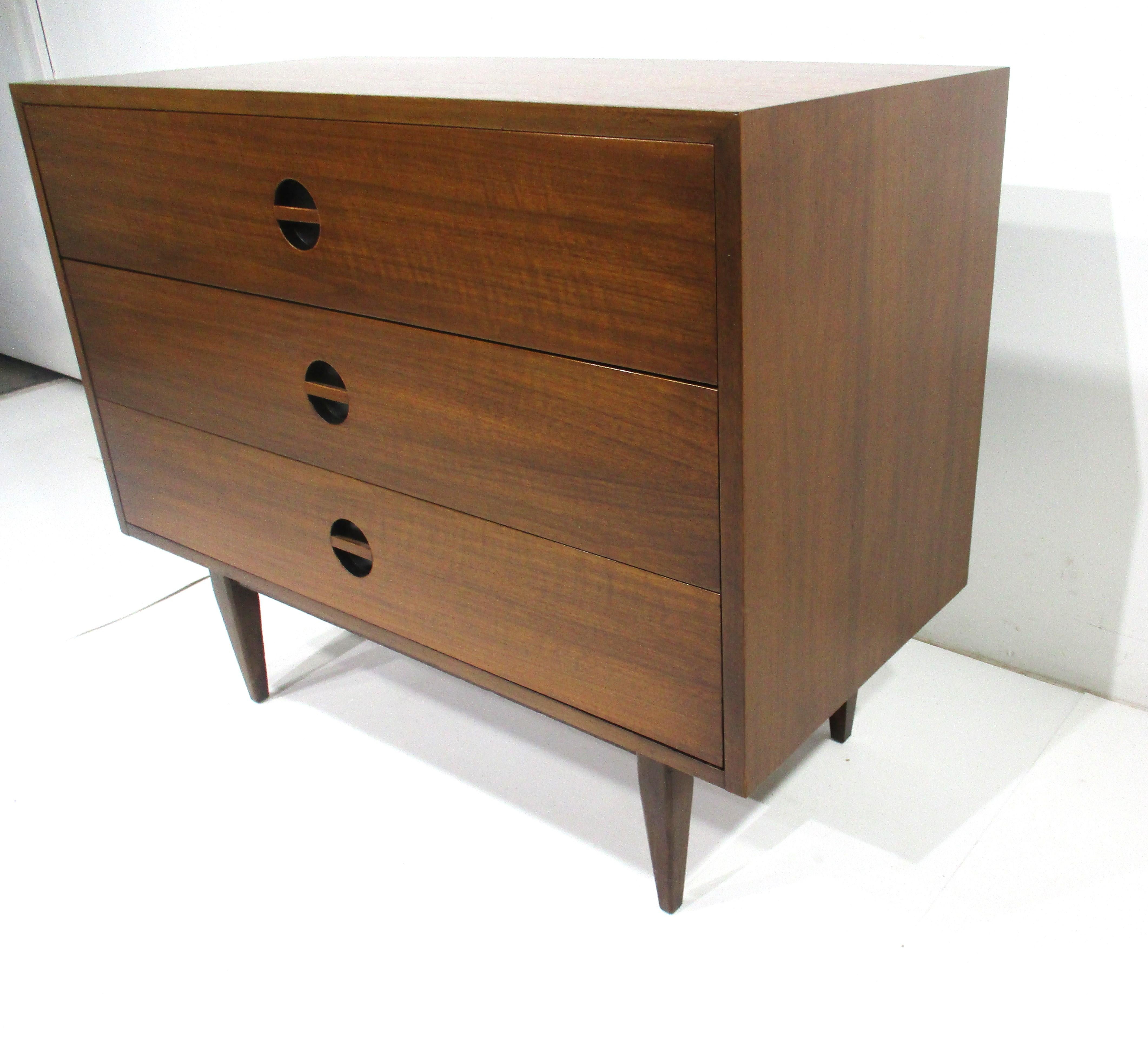 American Mid Century Walnut Dresser Chest in the style of Arne Vodder ( A ) 