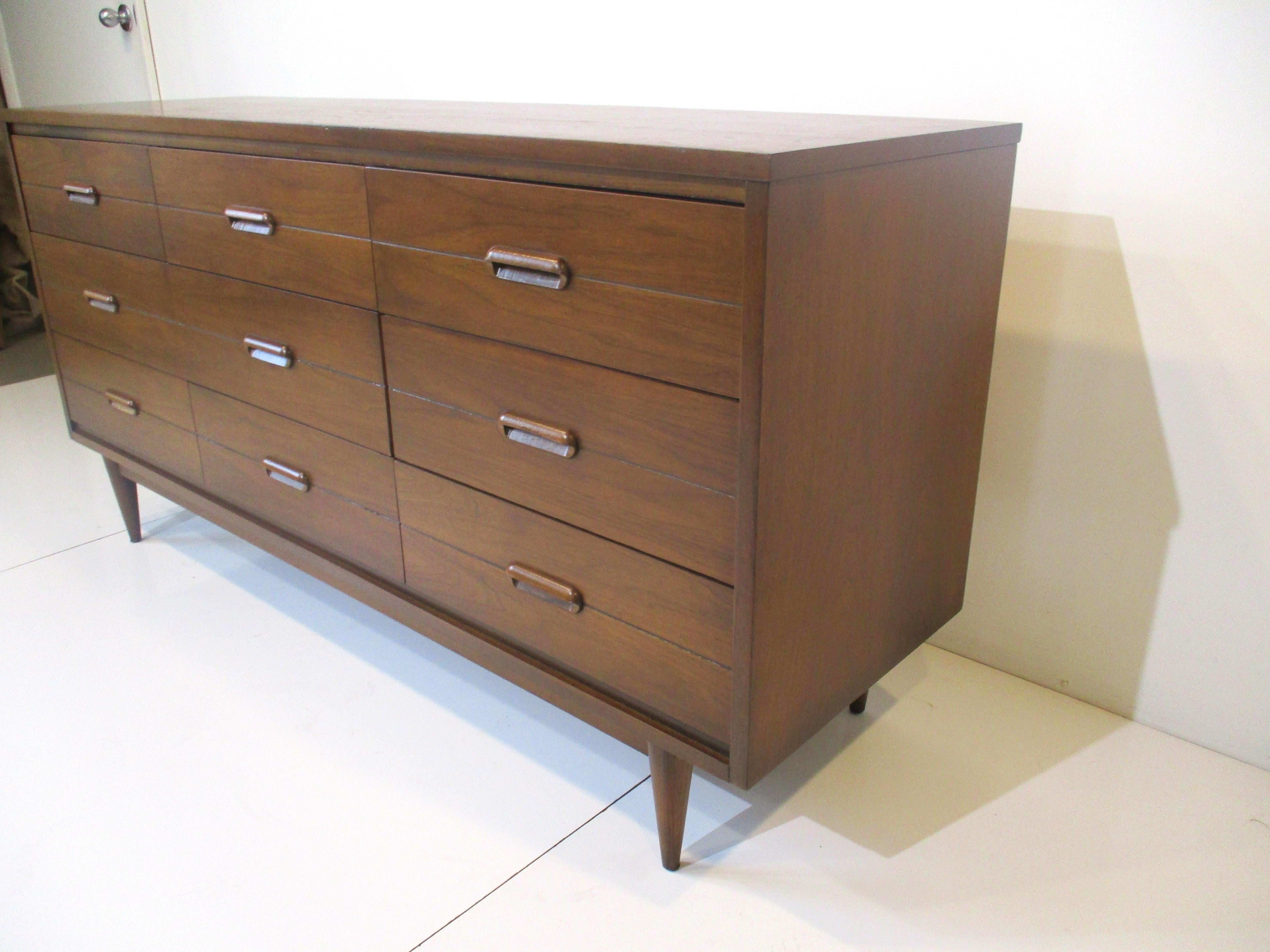 American Mid Century Walnut Dresser Chest in the Style of Drexel