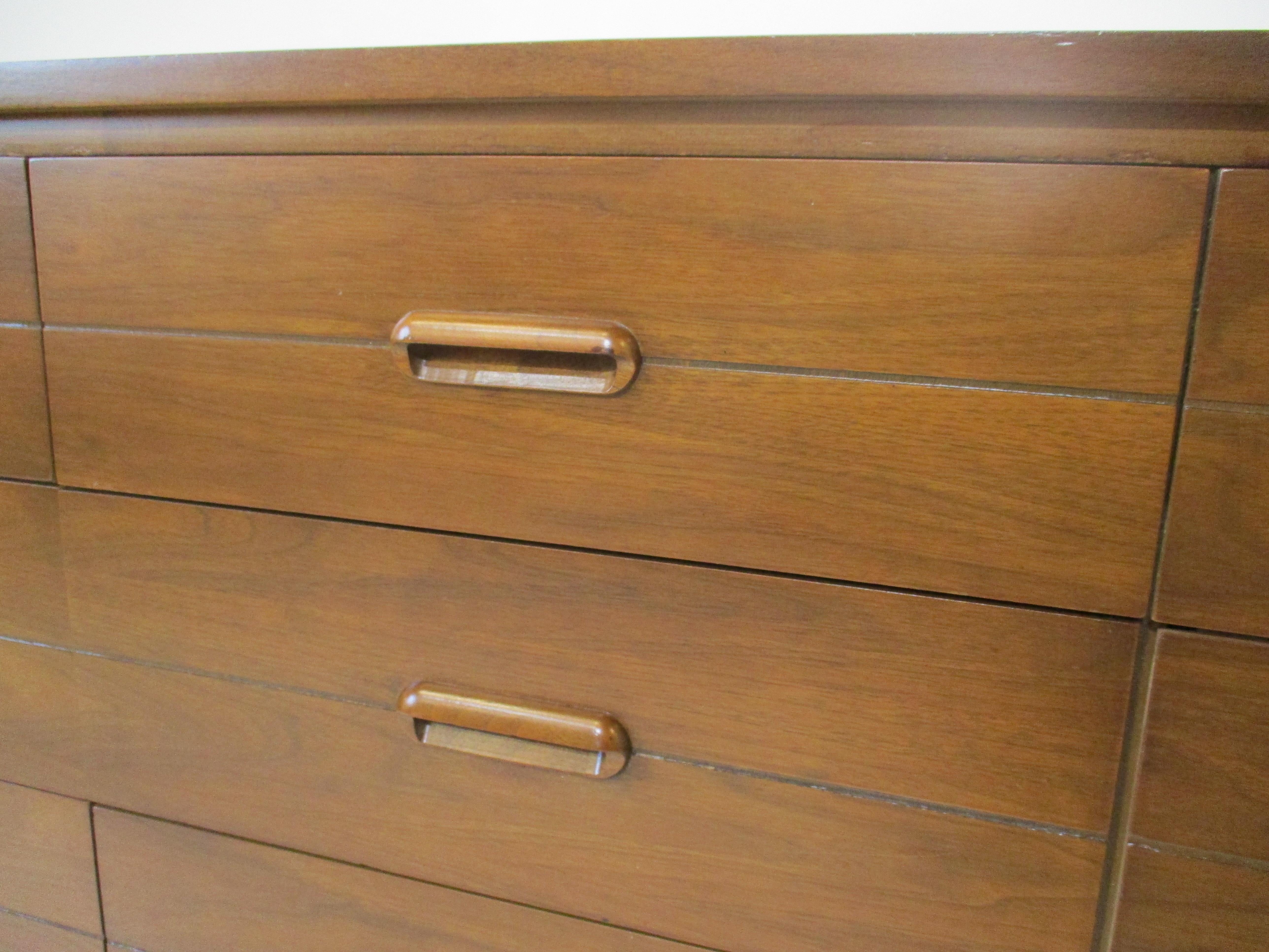 20th Century Mid Century Walnut Dresser Chest in the Style of Drexel