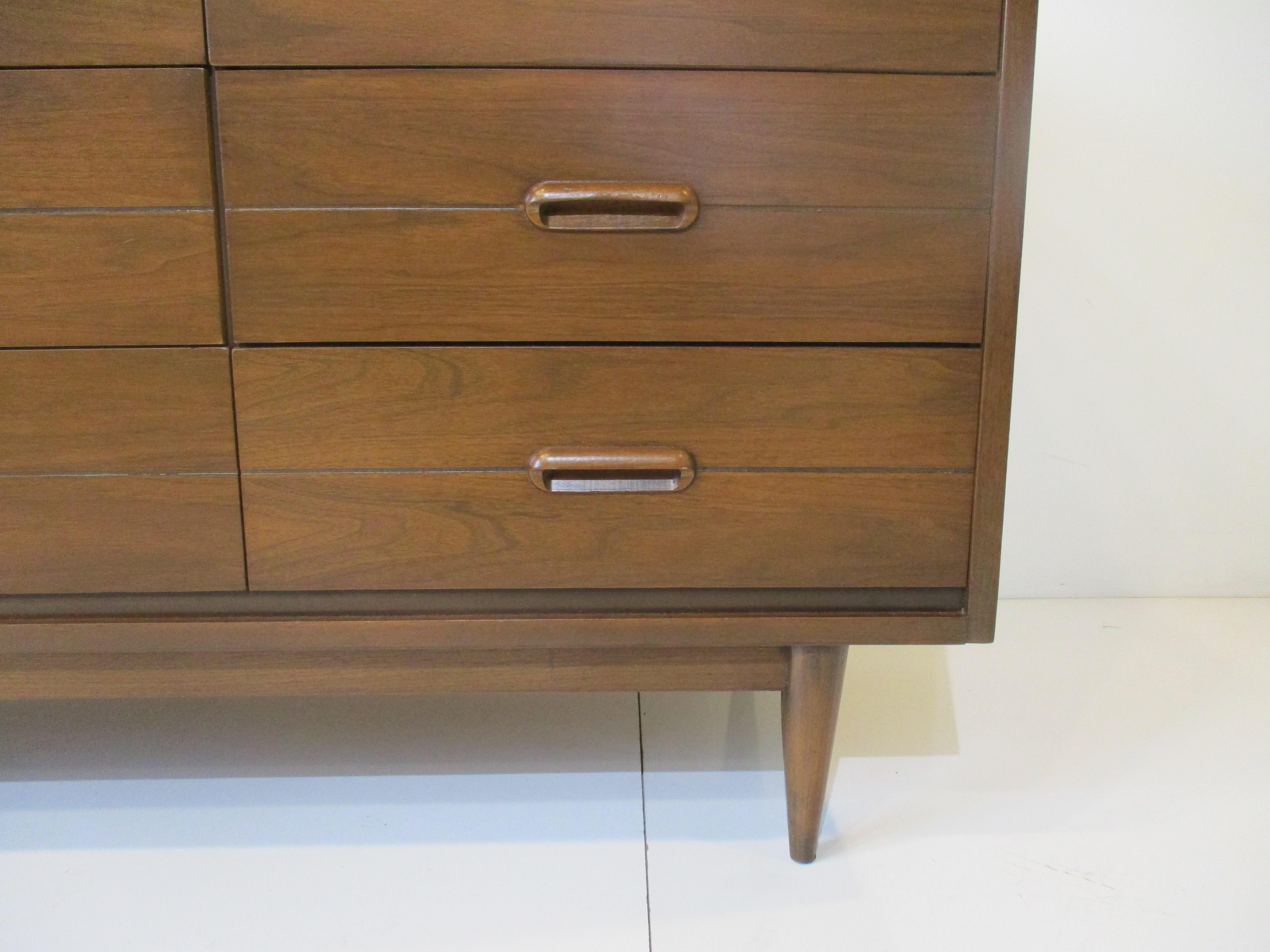 Wood Mid Century Walnut Dresser Chest in the Style of Drexel