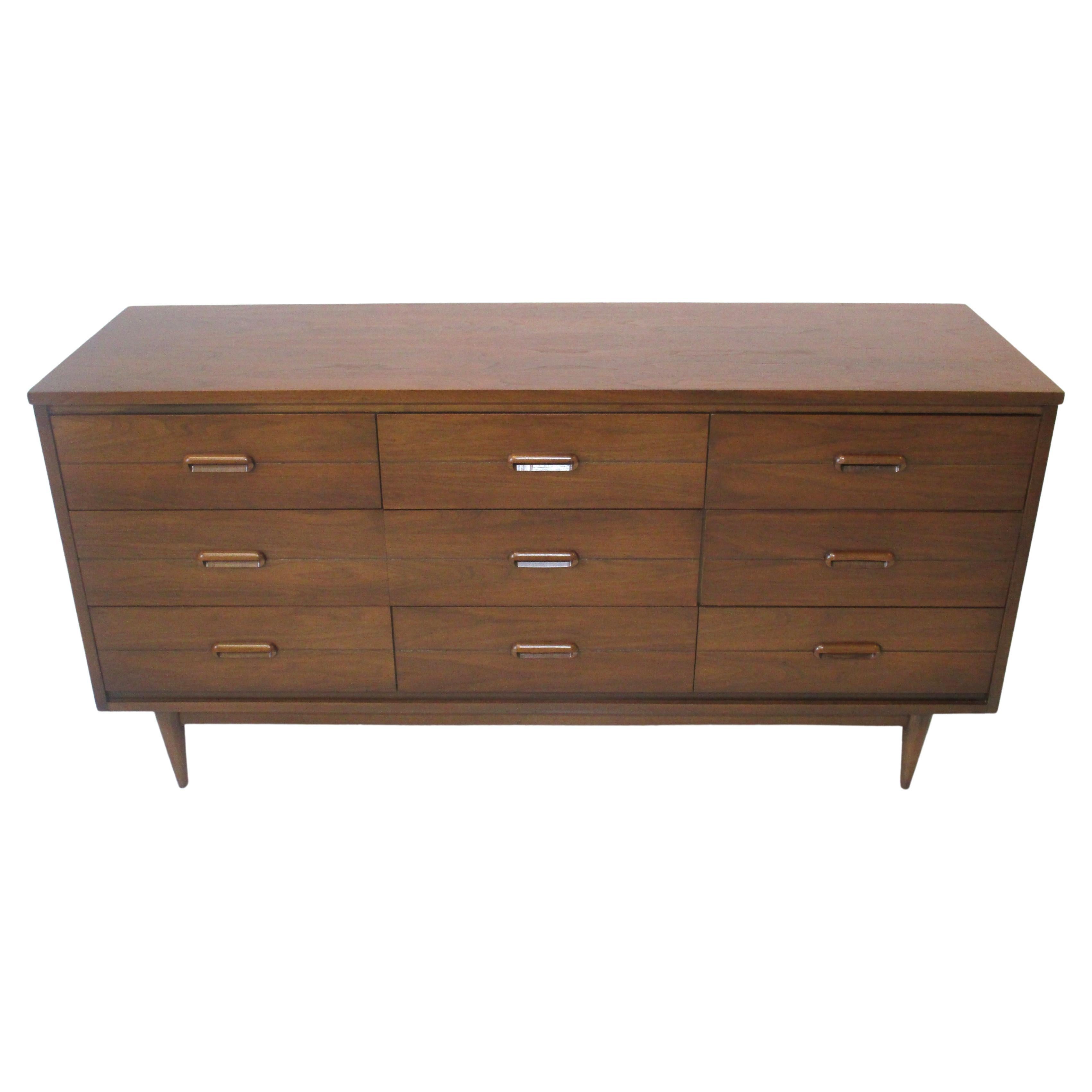 Mid Century Walnut Dresser Chest in the Style of Drexel