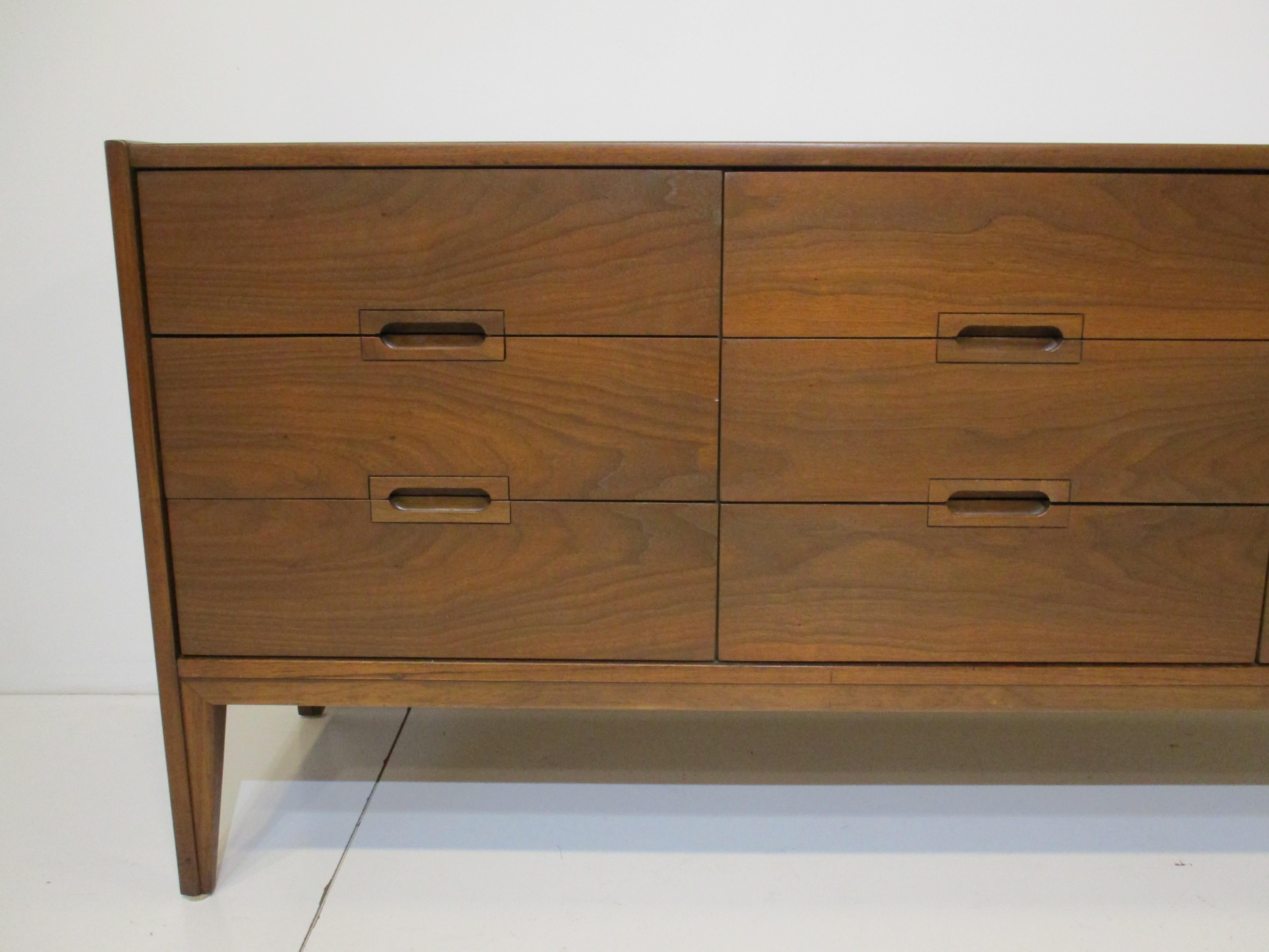American Mid Century Walnut Dresser Chest in the Style of John Keal and Brown Saltman