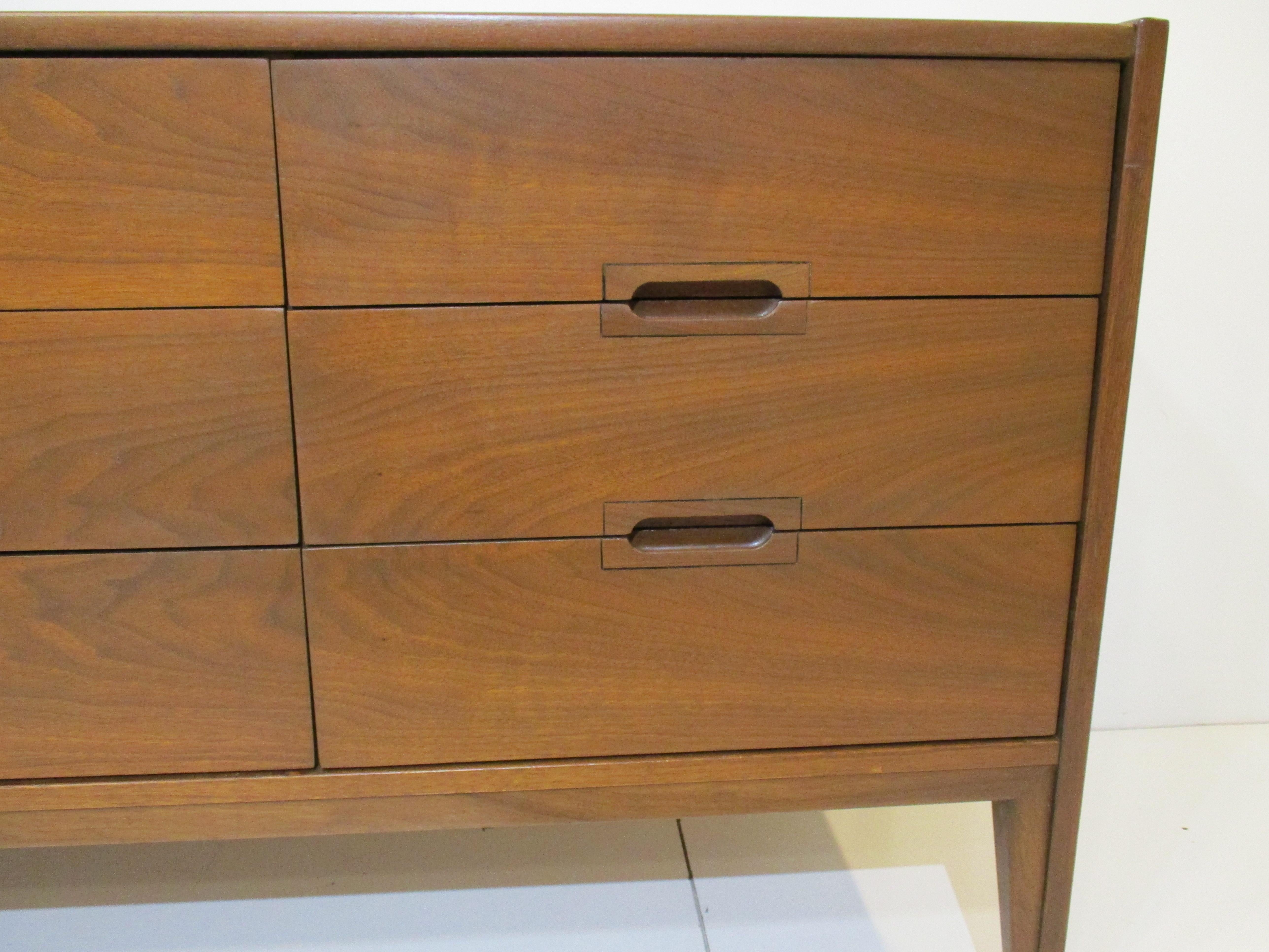20th Century Mid Century Walnut Dresser Chest in the Style of John Keal and Brown Saltman