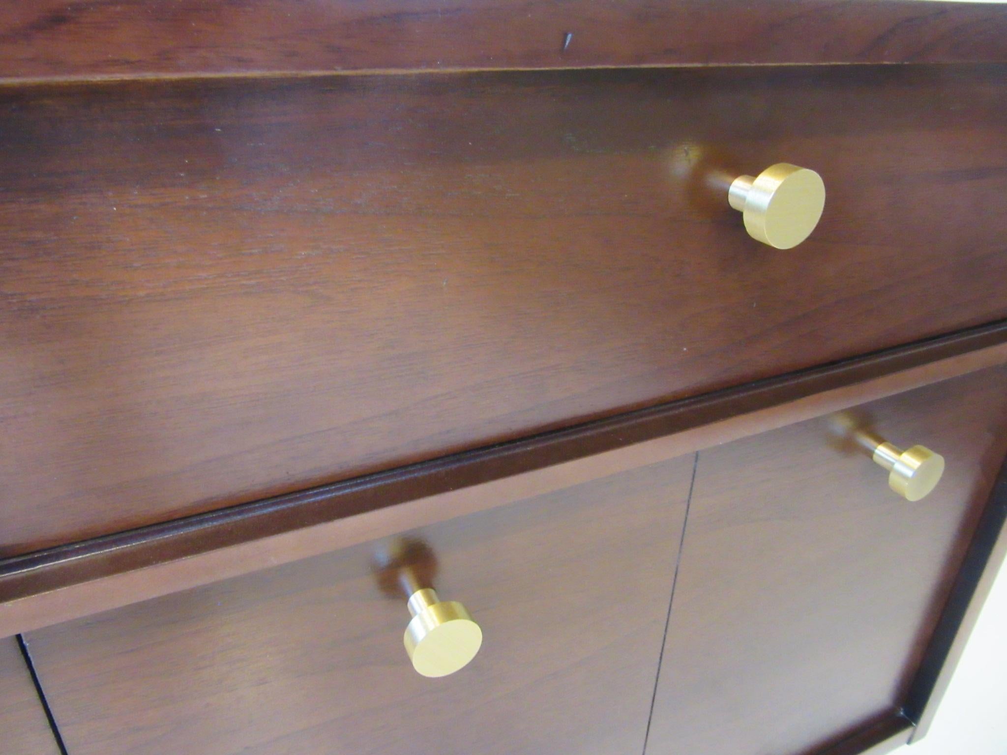 Midcentury Walnut Dresser / Chest with Brass Pulls 3