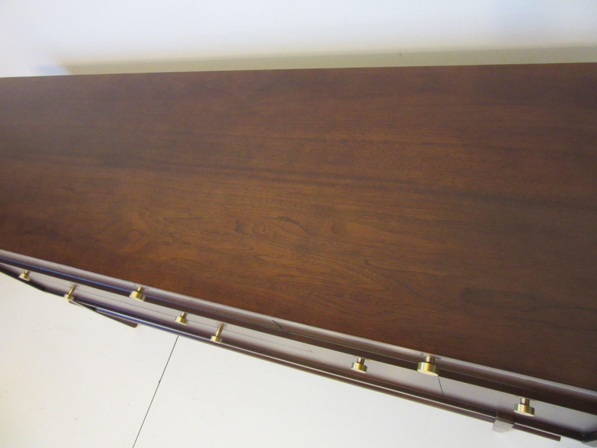 20th Century Midcentury Walnut Dresser / Chest with Brass Pulls