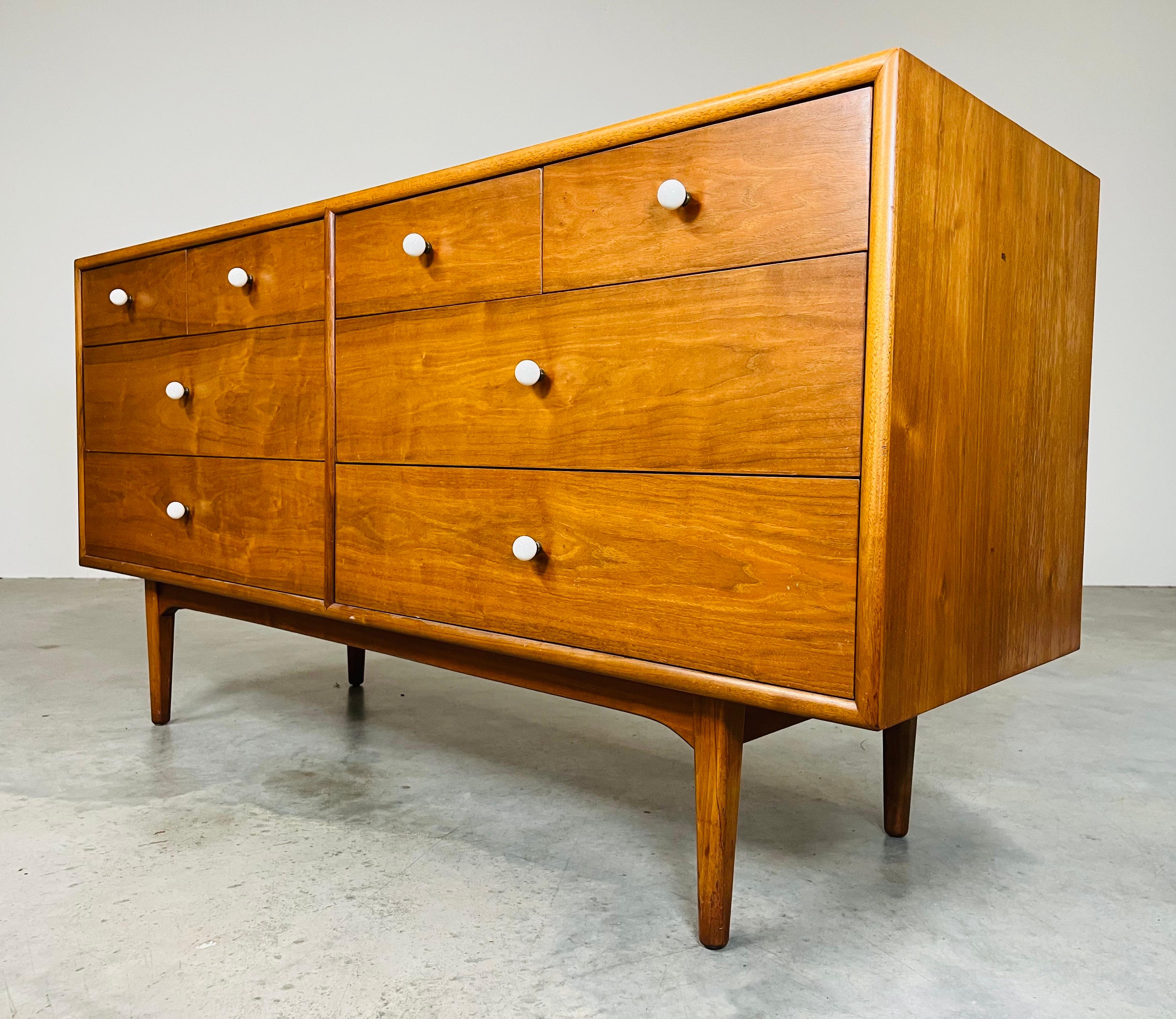 20th Century Mid-Century Walnut Dresser Or Credenza By Kipp Stewart For Drexel Declaration