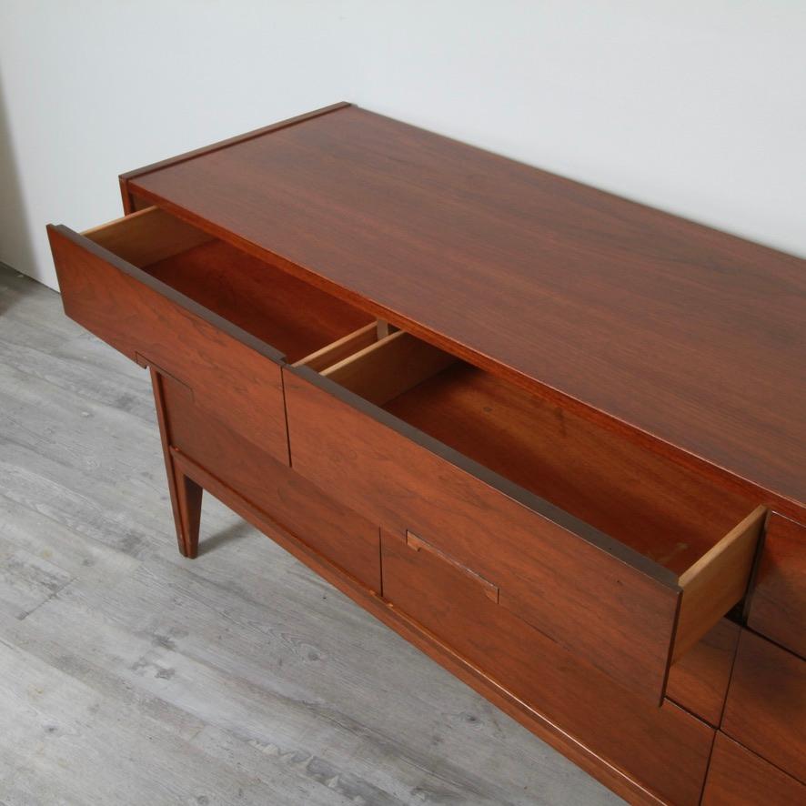 American Mid-Century Walnut Dresser Set by United Furniture Company