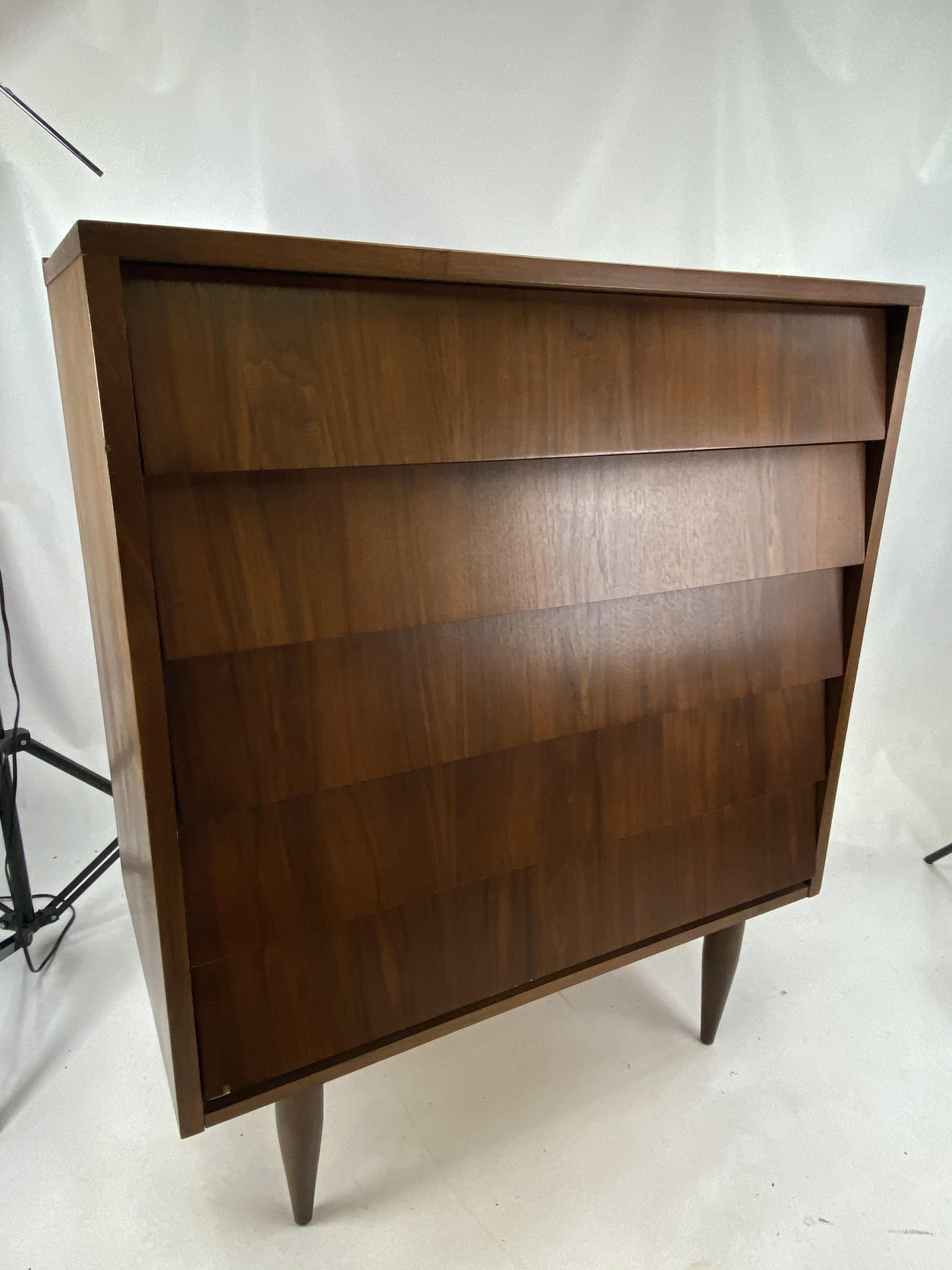 Mid-Century Modern Midcentury Walnut Dresser with Louvered Drawers