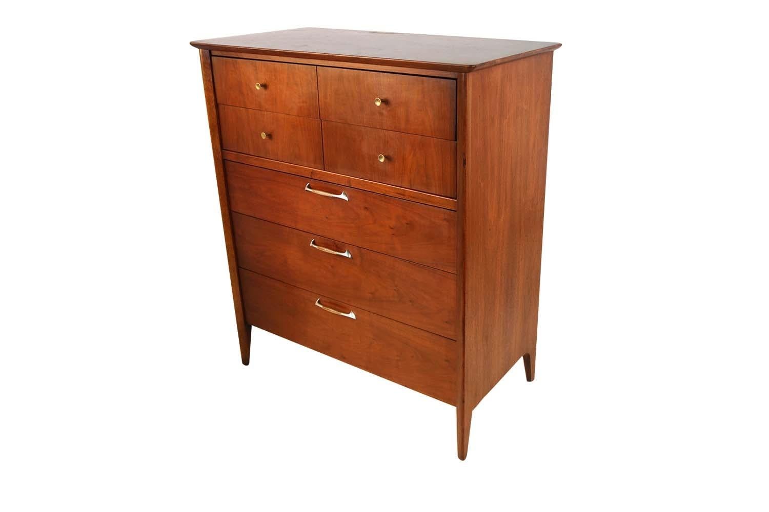 Midcentury Walnut Drexel High Boy Dresser 1