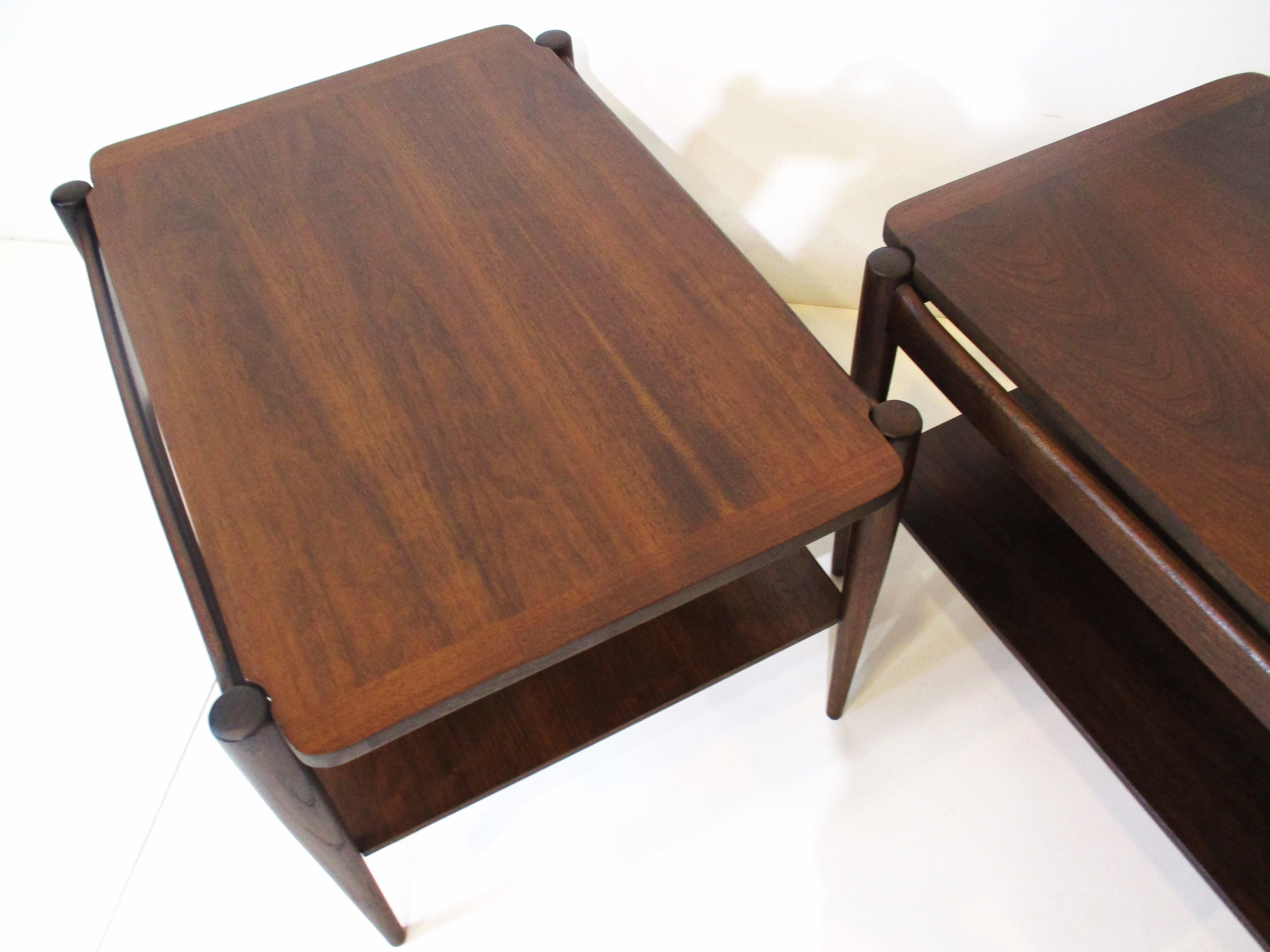Mid-Century Modern Midcentury Walnut End Tables by Bassett in the Style of Grete Jalk