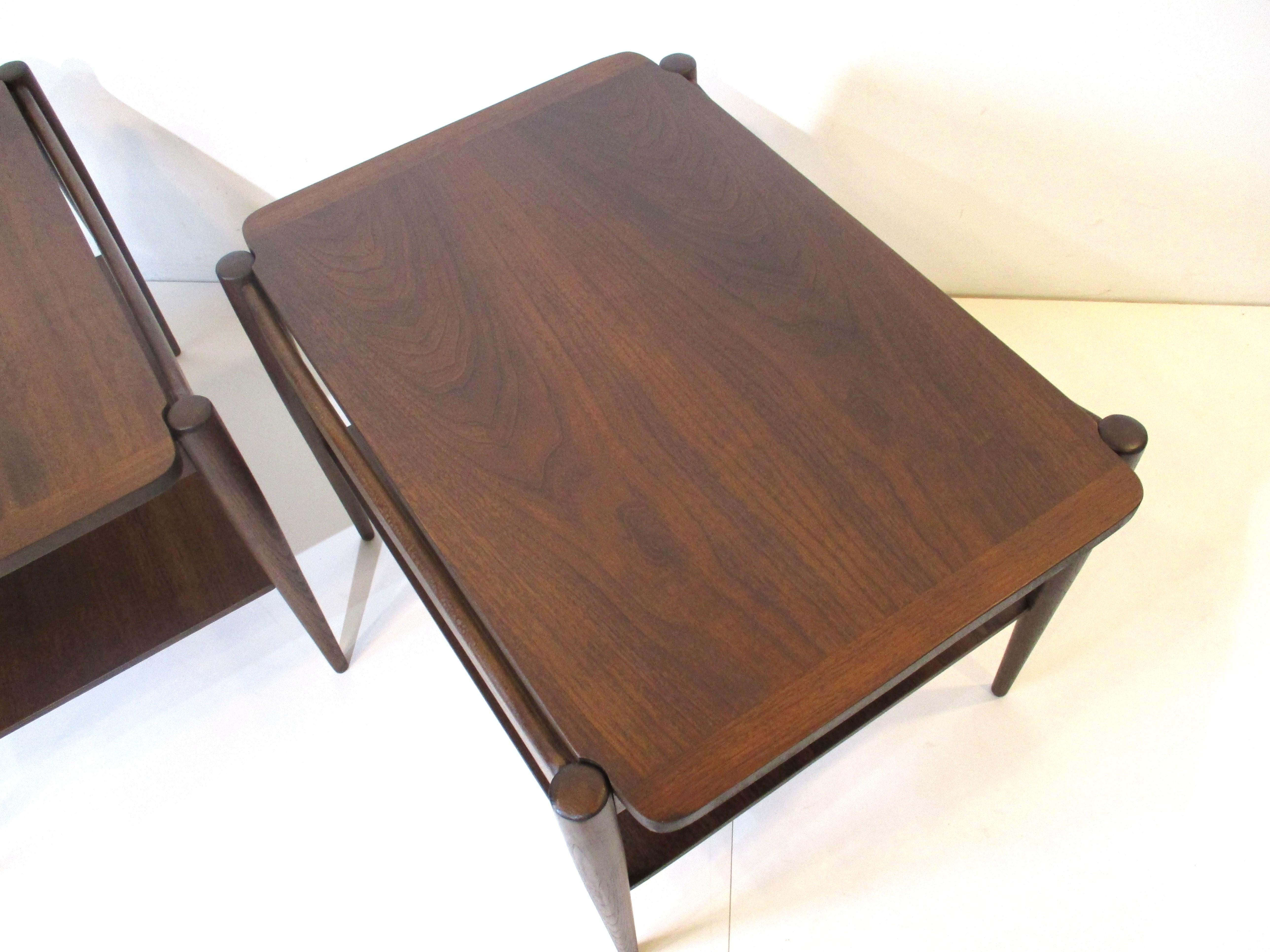American Midcentury Walnut End Tables by Bassett in the Style of Grete Jalk