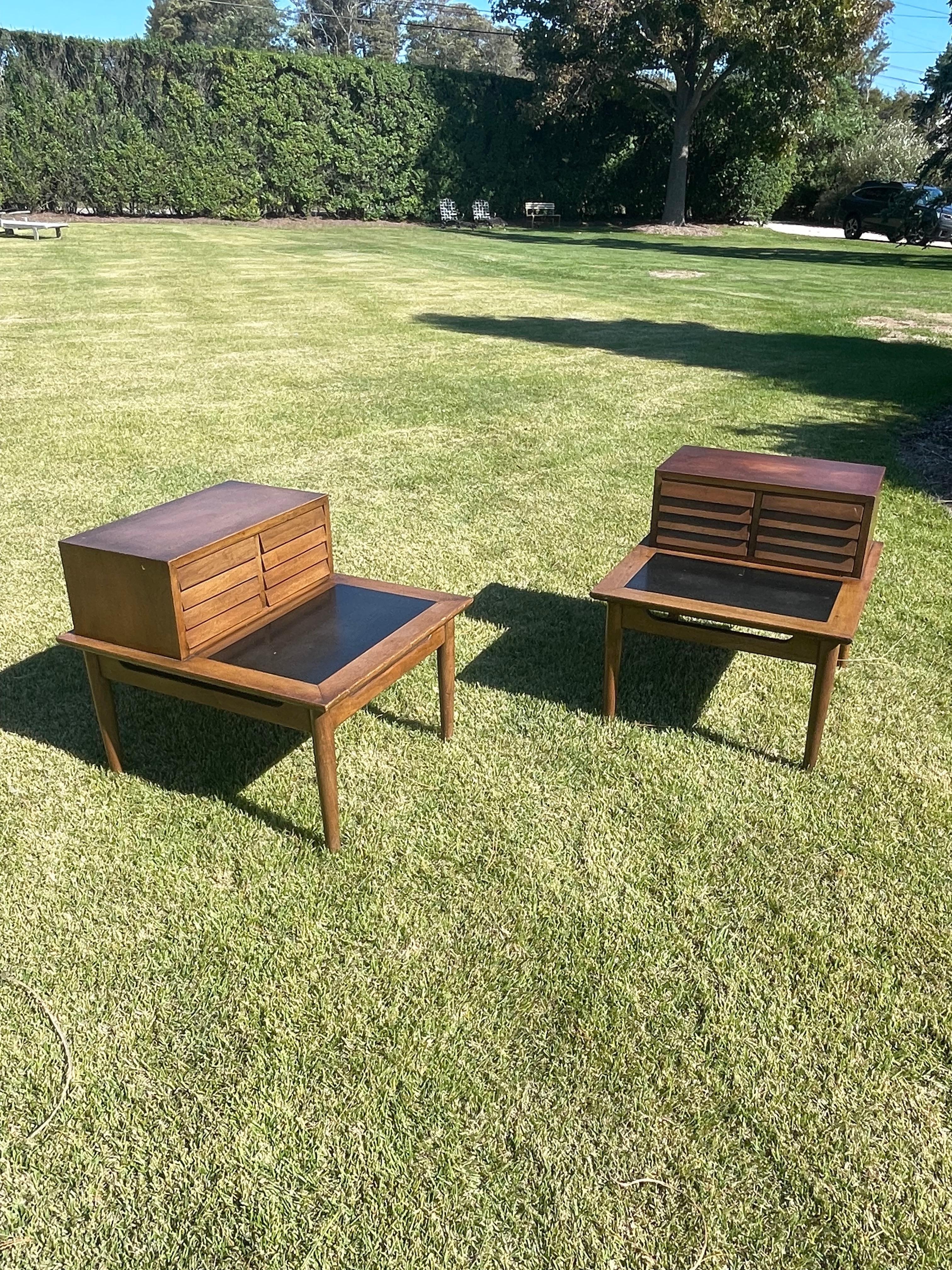 Mid Century Walnut End Tables by Merton Gershun for American of Martinsville In Good Condition In New York, NY