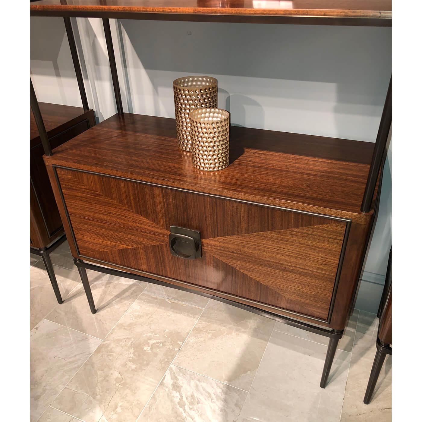 Contemporary Mid Century Walnut Etagere For Sale