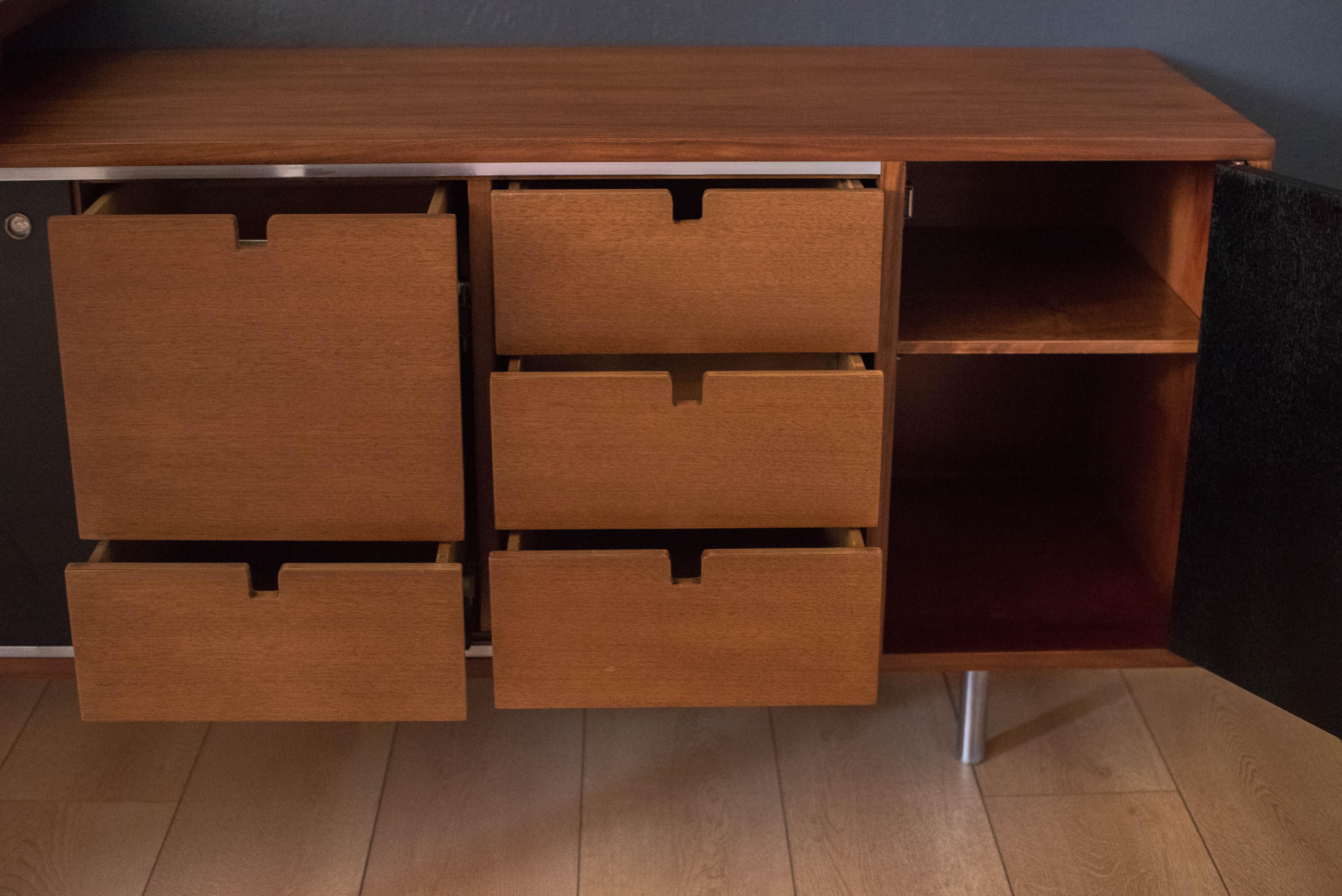 Steel Mid Century Walnut Executive Desk and Return by George Nelson for Herman Miller